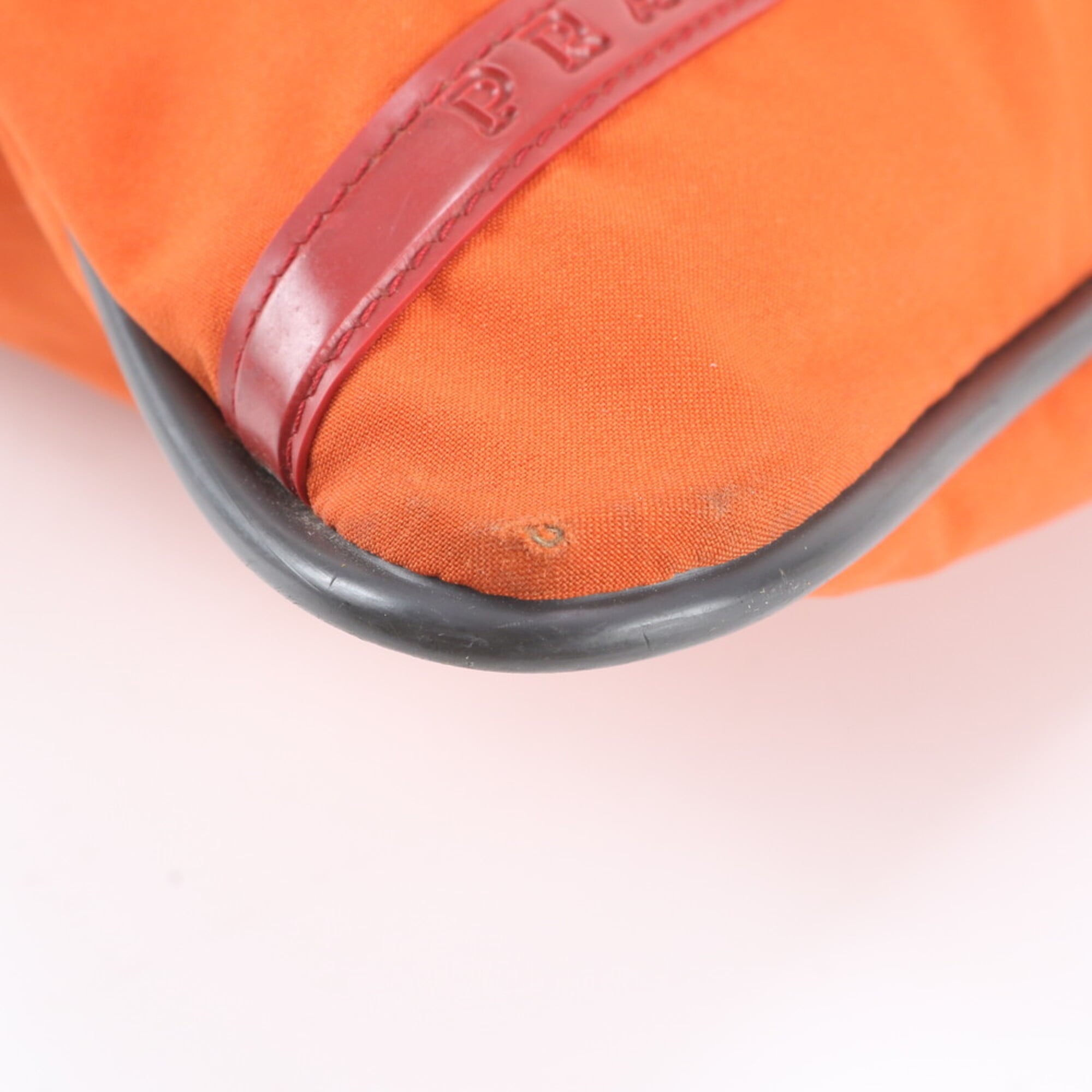Pradasports Khaki Orange Nylon Handbag Tote Bag (Pre-Owned)
