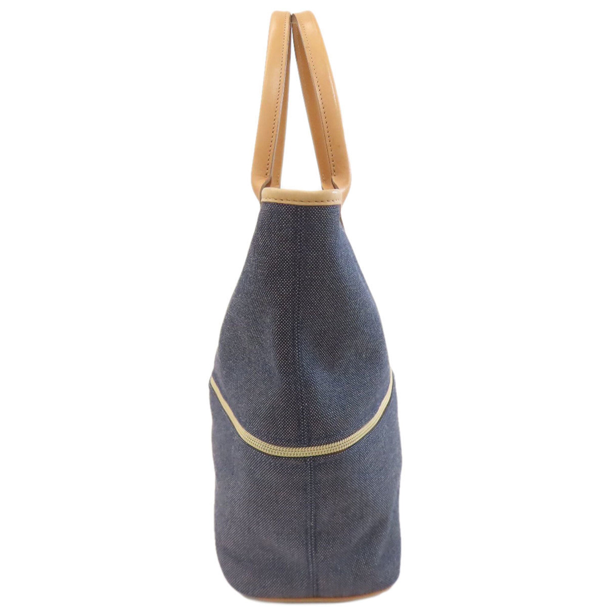 Longchamp Blue Brown Denim Handbag (Pre-Owned)