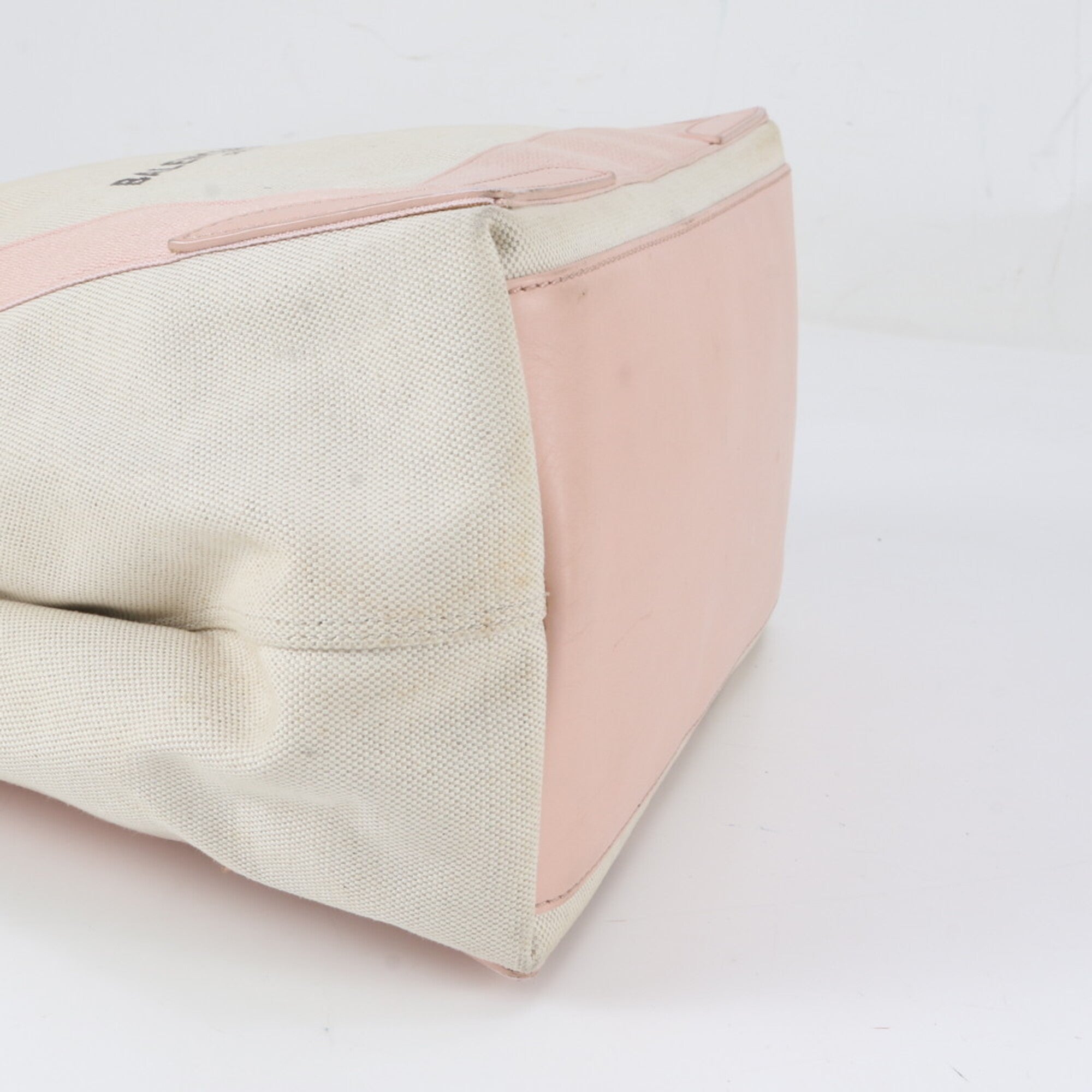 Balenciaga Pink White Leather Canvas Handbag Shoulder Bag Tote Bag (Pre-Owned)