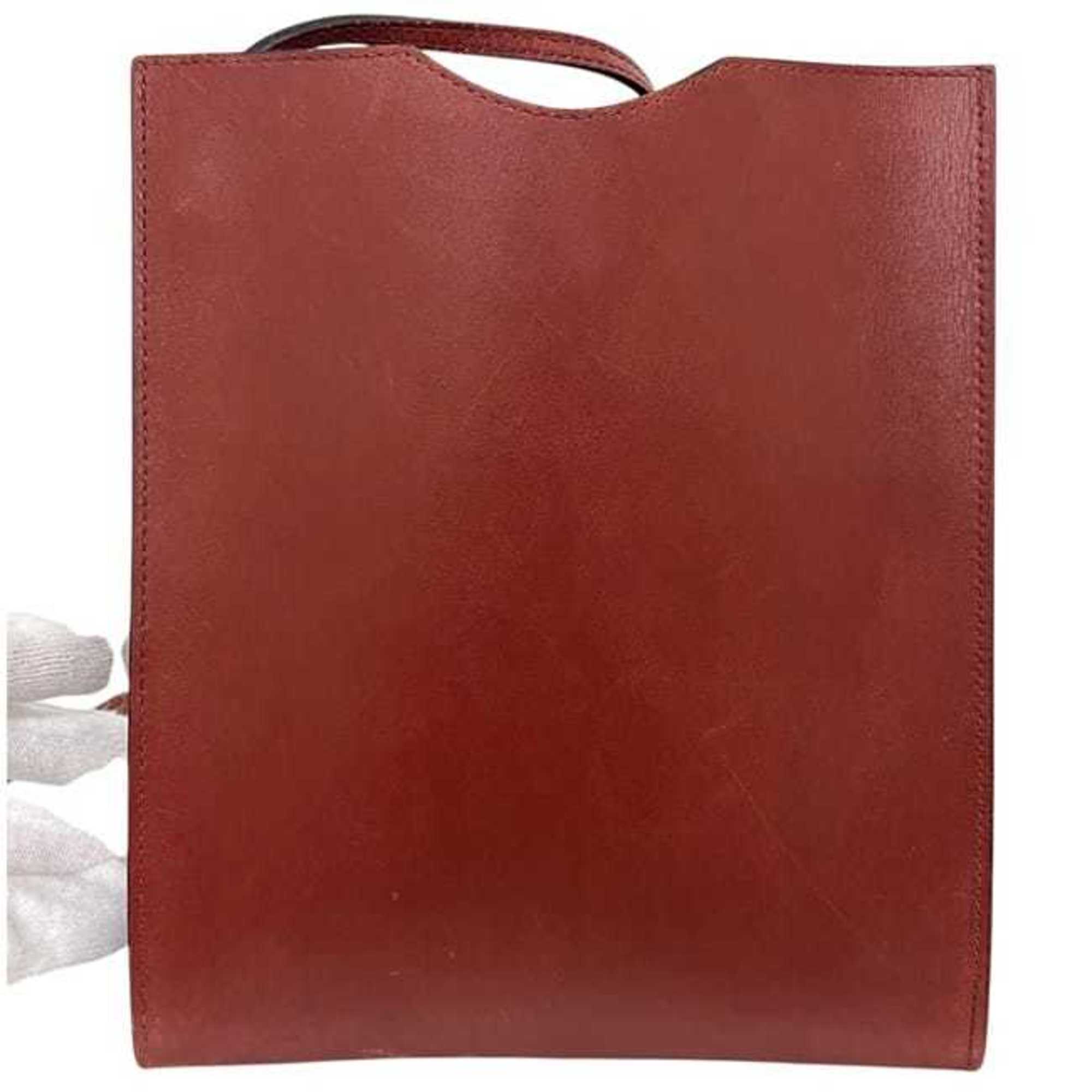 Hermes Brown Leather Pochette Shoulder Bag (Pre-Owned)