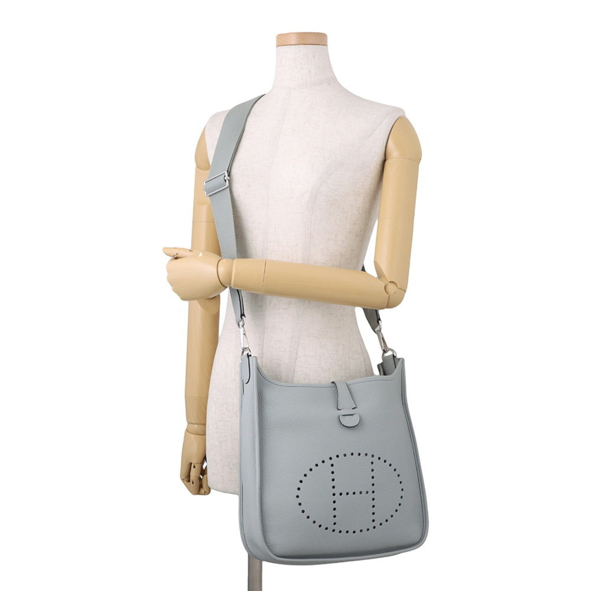 Hermes Blue Gray Taurillon Clemence Leather Shoulder Bag (Pre-Owned)