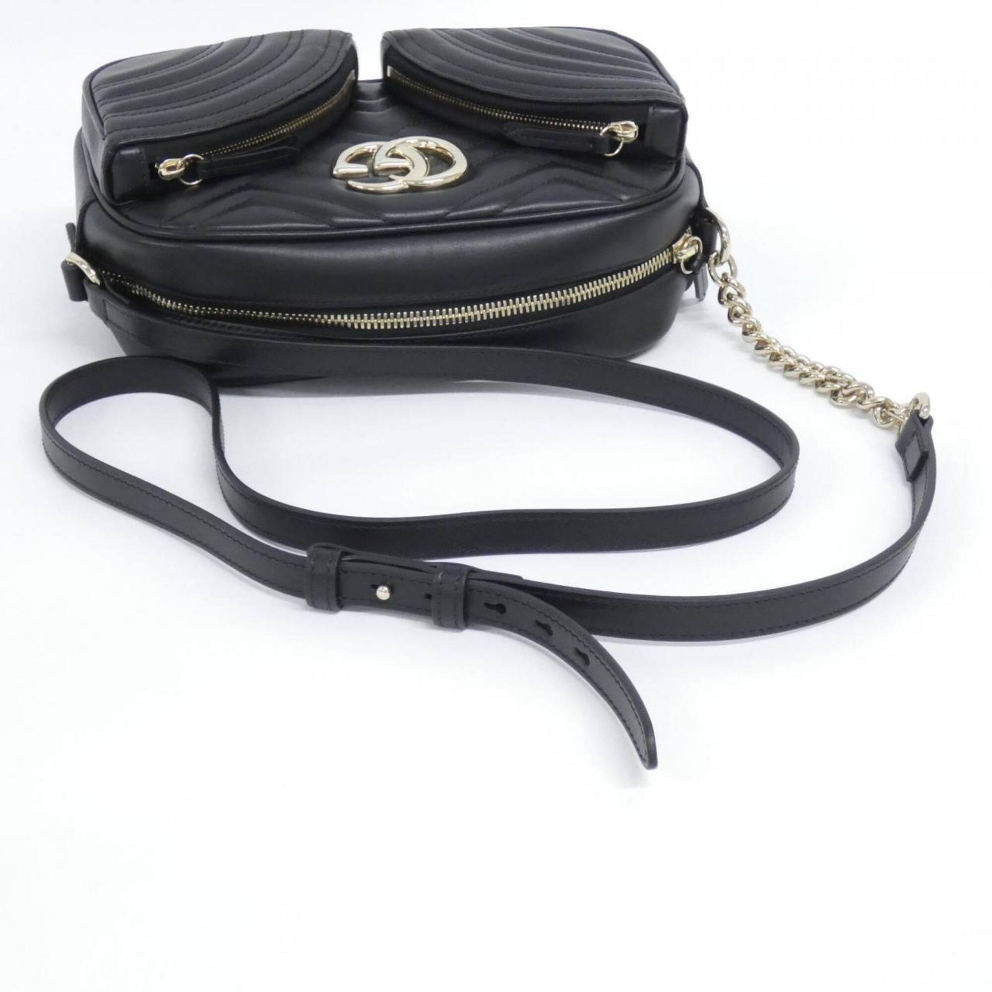 Gucci Gg Marmont Black Leather Shoulder Bag (Pre-Owned)