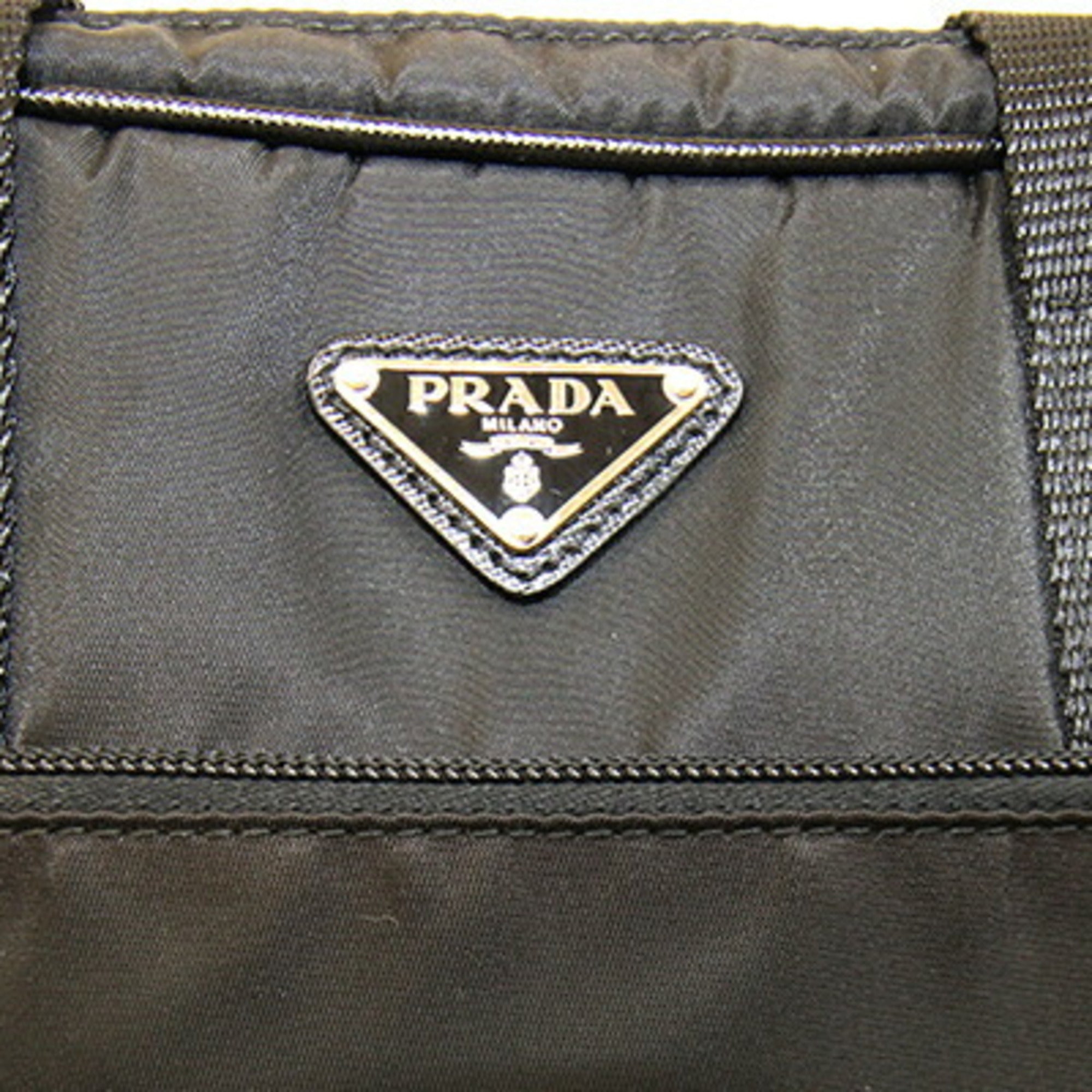 Prada Black Nylon Nylon Canvas Leather Briefcase (Pre-Owned)