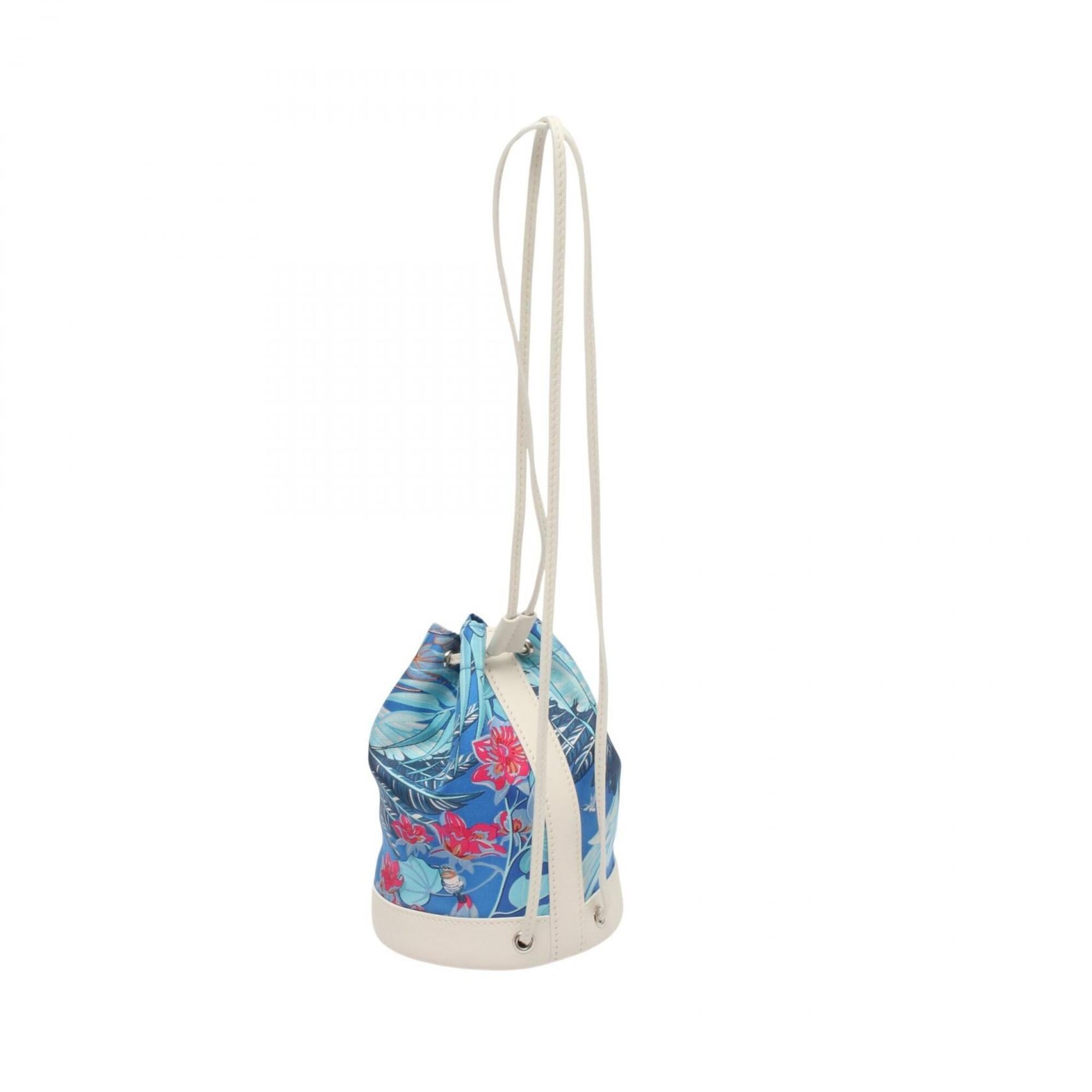 Hermes Blue Multi-Color White Silk Swift Leather Shoulder Bag (Pre-Owned)