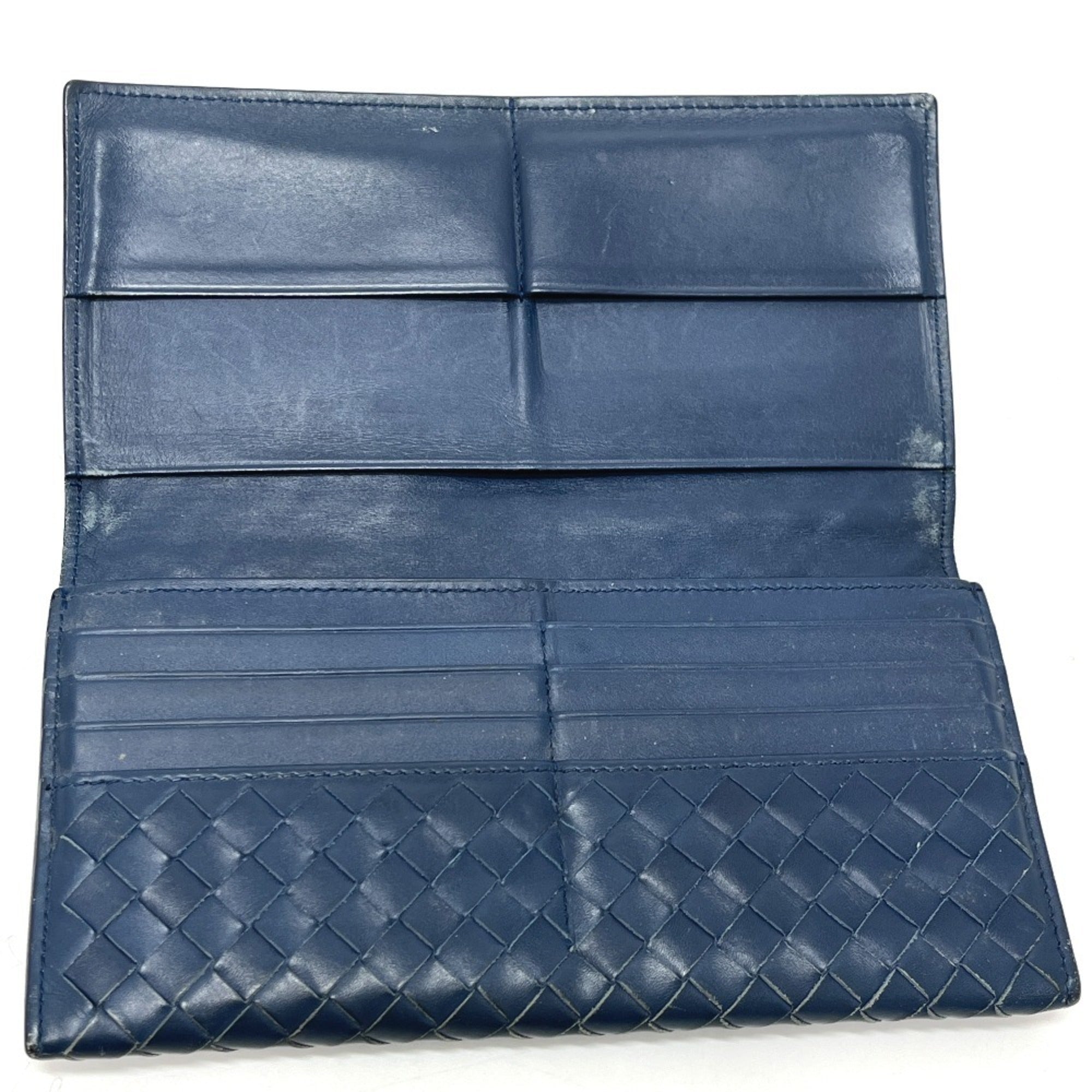 Bottega Veneta Blue Leather Long Wallet (Bi-Fold) (Pre-Owned)