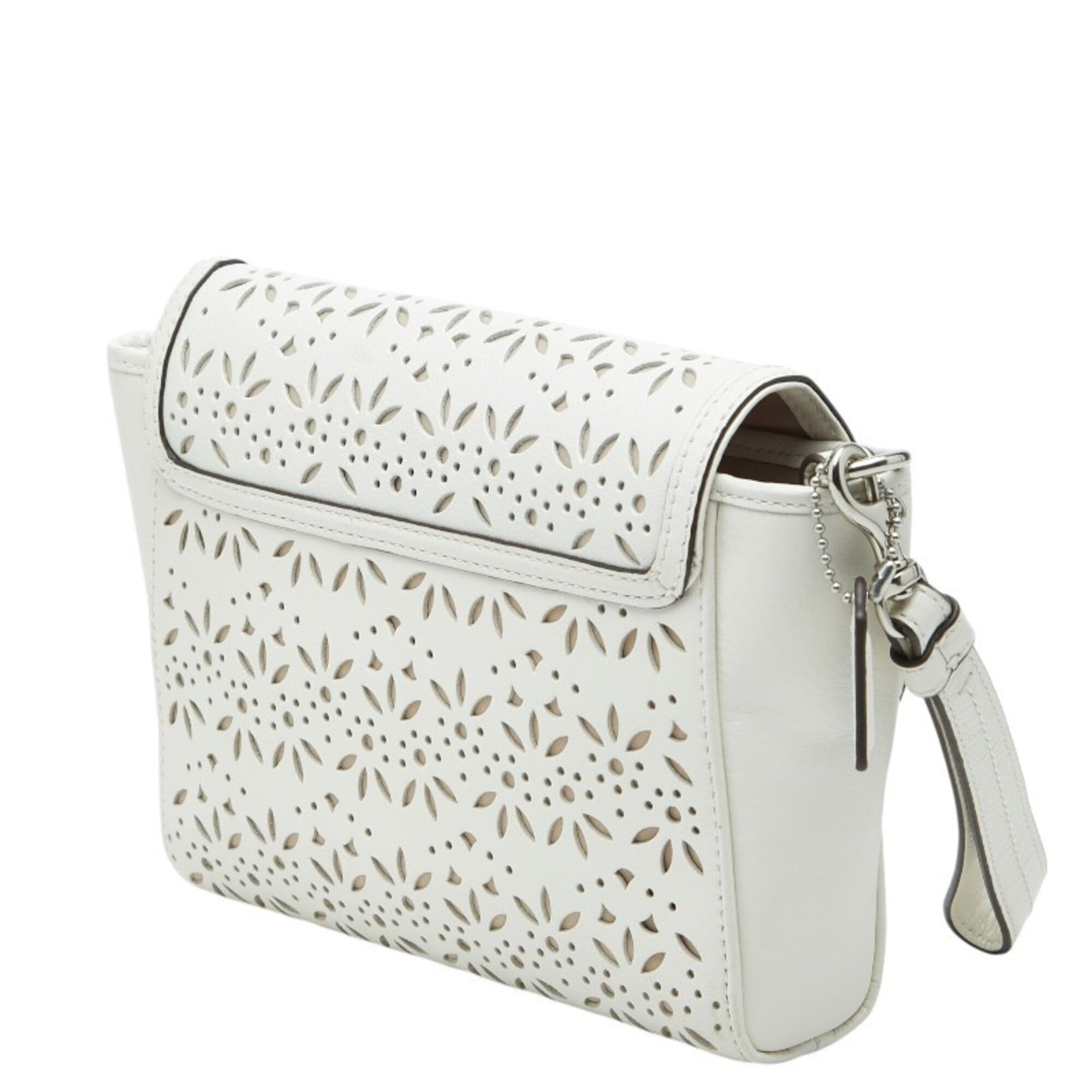 Coach White Leather Clutch Bag (Pre-Owned)