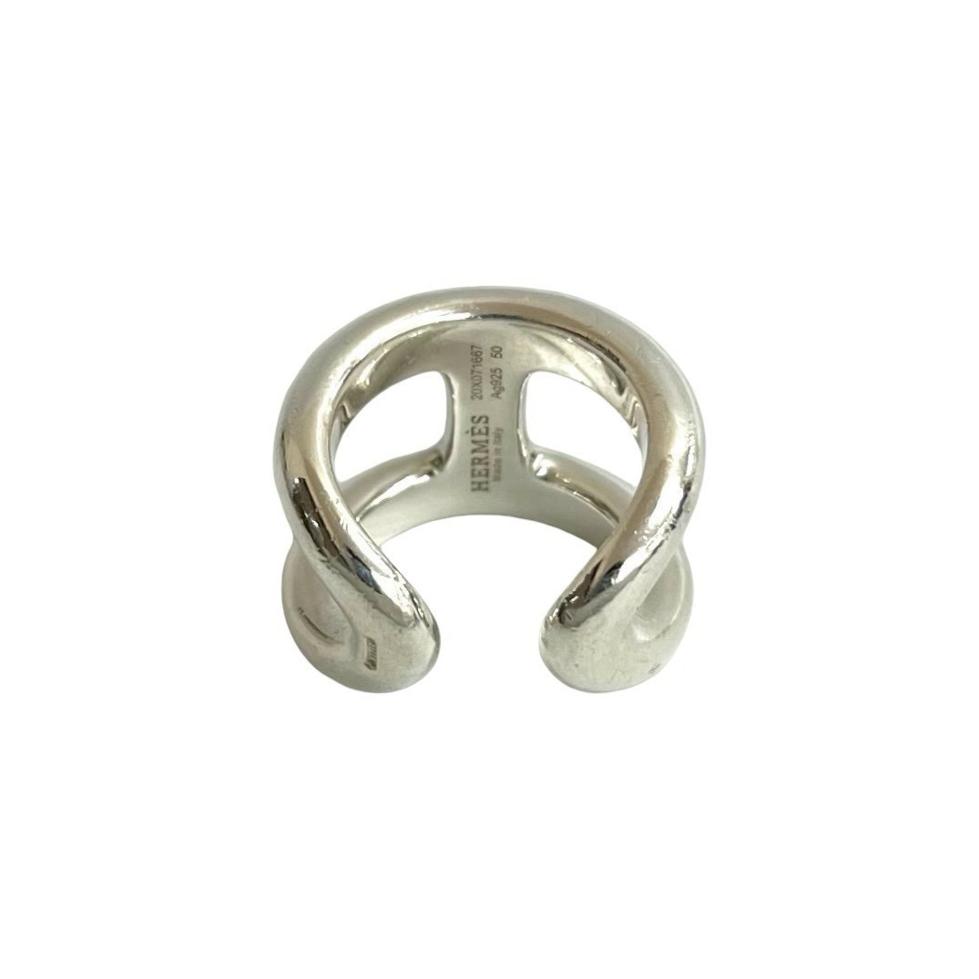 Hermes Silver Silver 925 Band Ring (Pre-Owned)