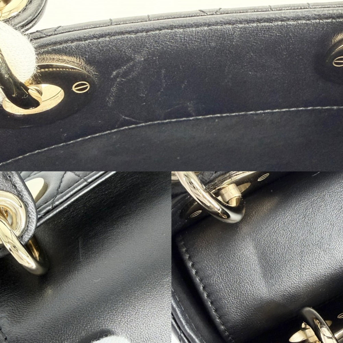 Christian Dior Black White Leather Handbag (Pre-Owned)
