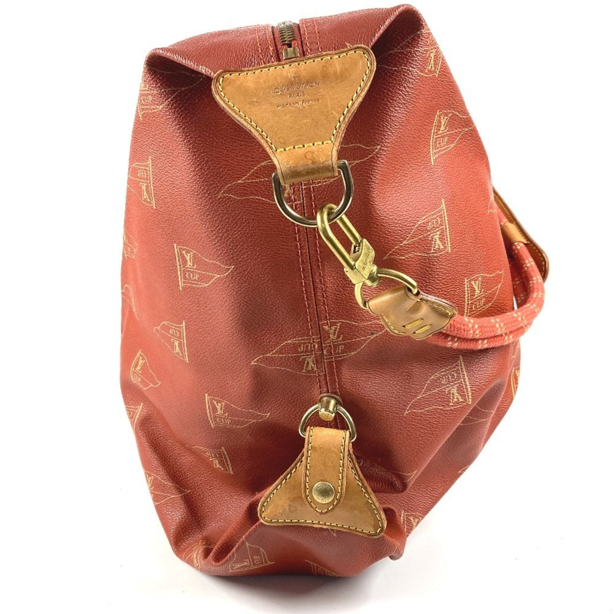 Louis Vuitton Galle Red Color Leather Canvas Boston Bag Handbag Shoulder Bag (Pre-Owned)