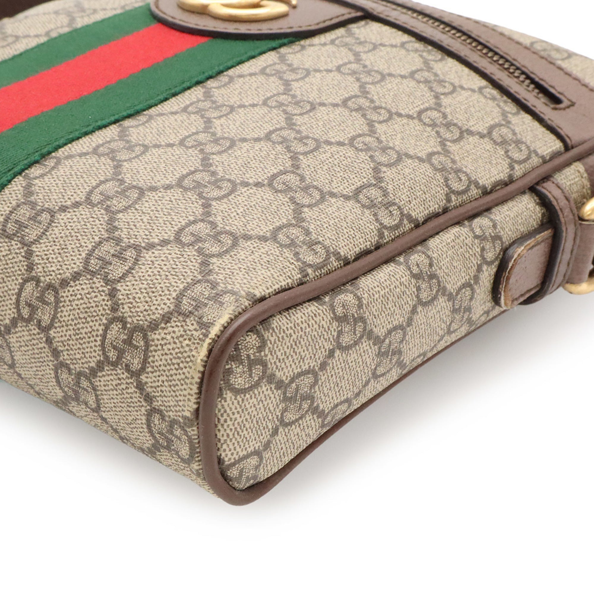 Gucci Beige Brown Green Red Color Yellow Gg Supreme Handbag (Pre-Owned)