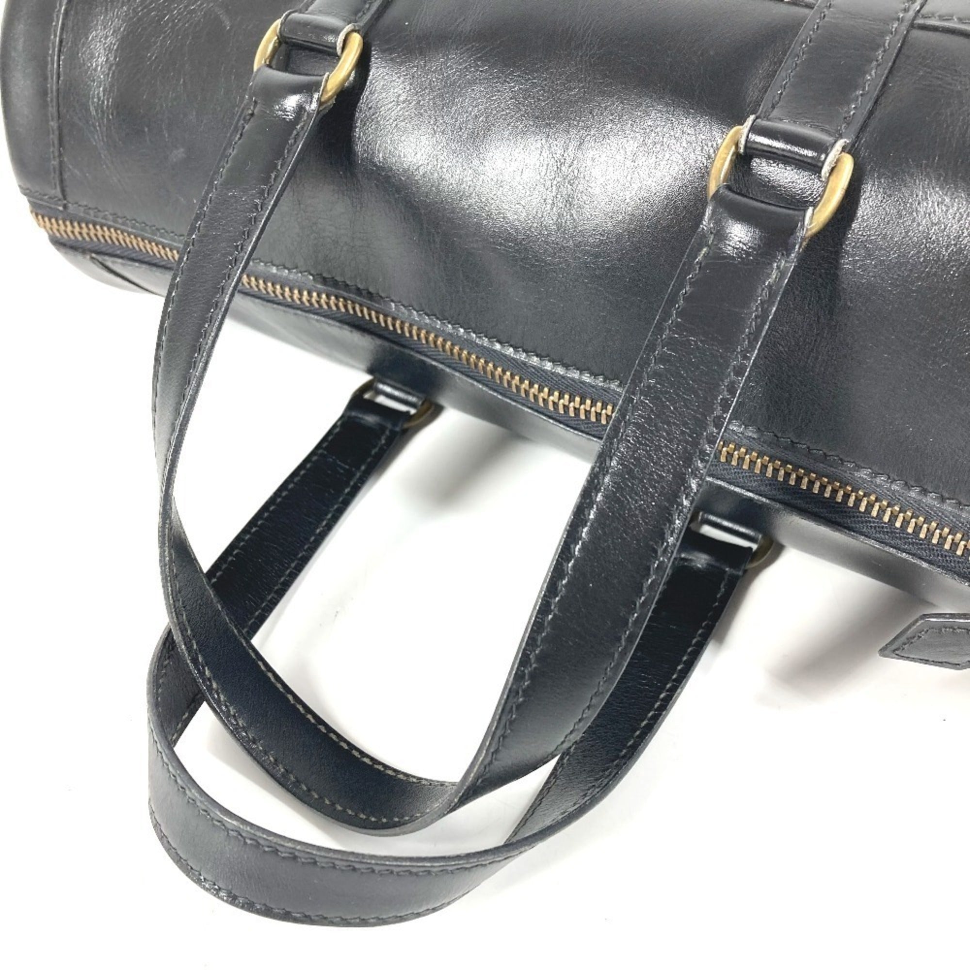 Hermes Black Leather Boston Bag Handbag (Pre-Owned)
