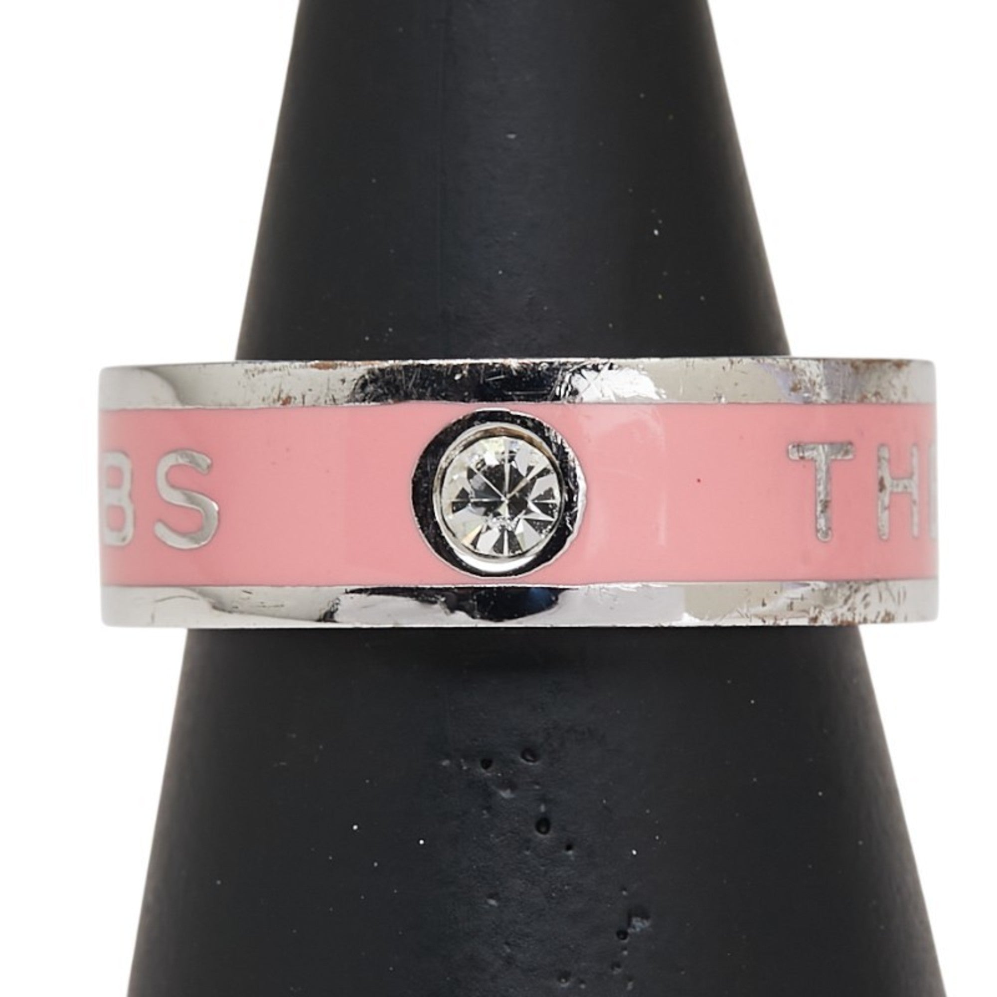 Marc Jacobs Silver Pink Metal Band Ring (Pre-Owned)