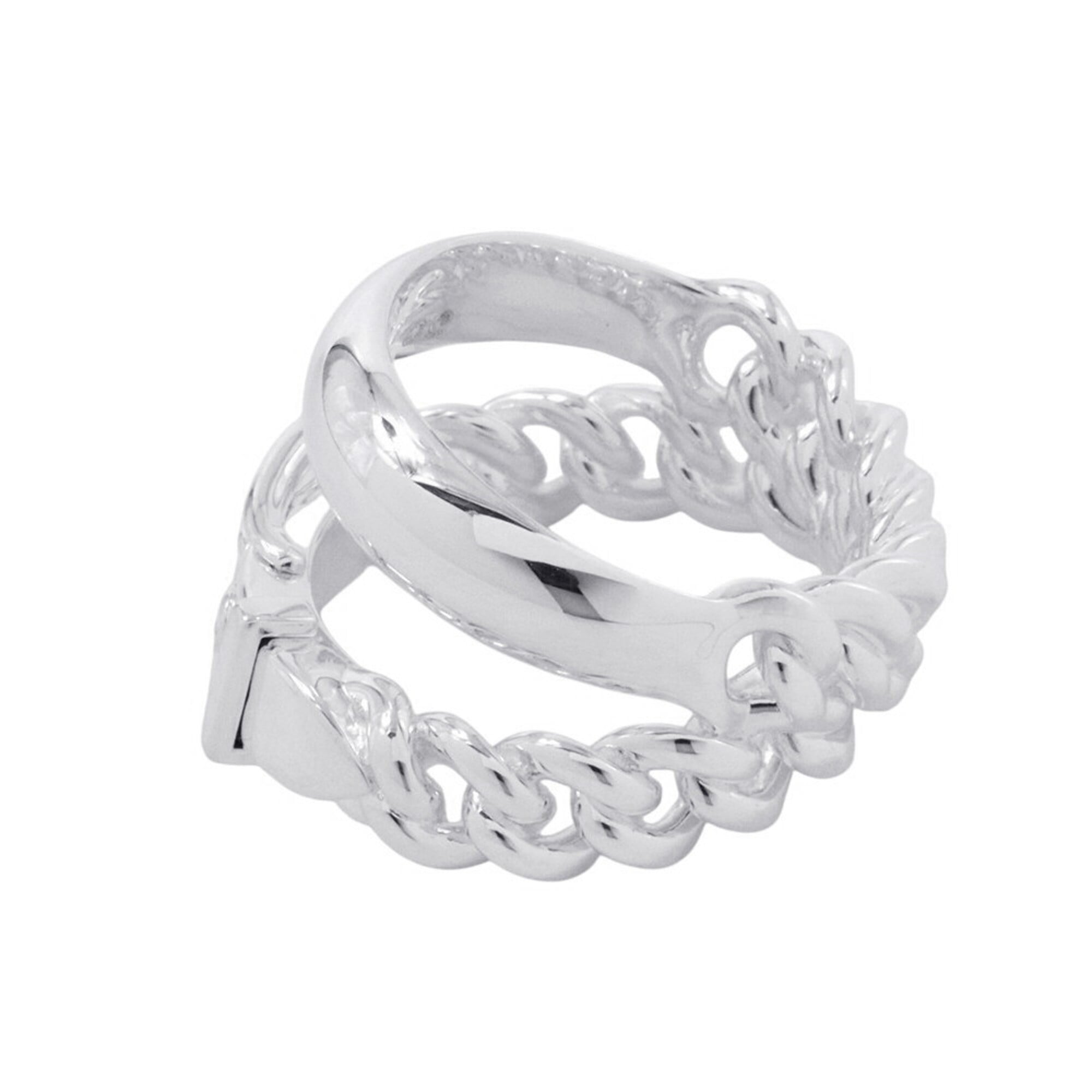 Hermes Silver 925 Band Ring (Pre-Owned)