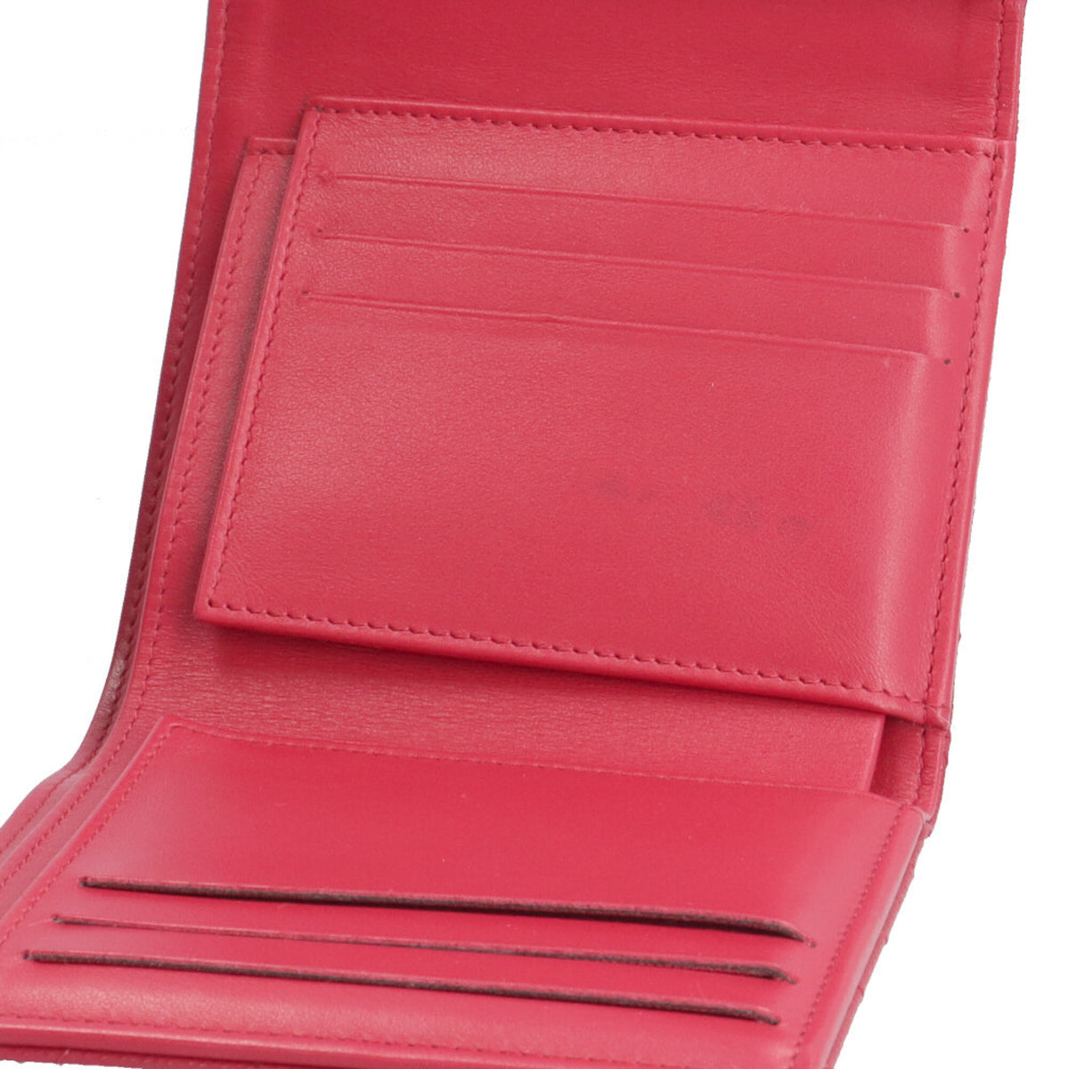 Chanel Matelasse Red Color Grained Calfskin Wallet (Tri-Fold) (Pre-Owned)