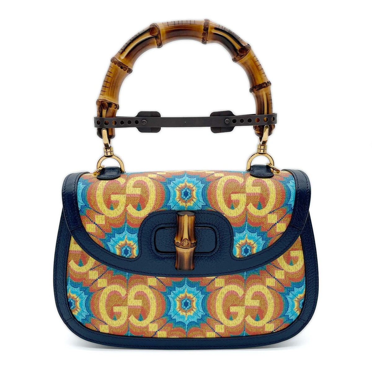 Gucci Blue Pvc Leather Handbag (Pre-Owned)