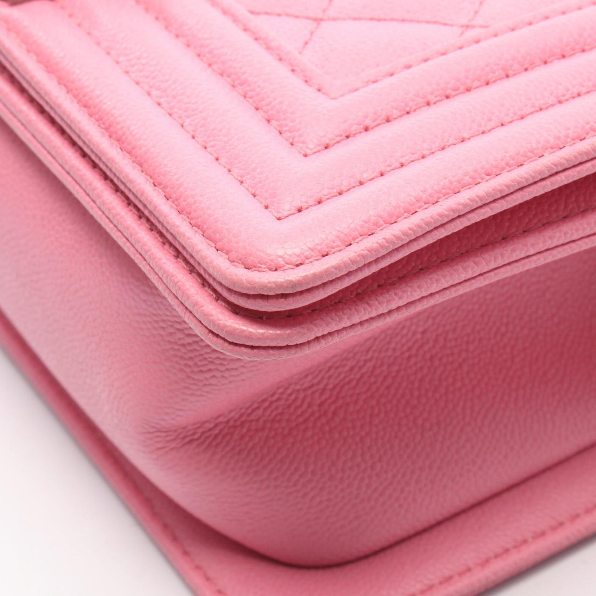 Chanel Pink Grained Calfskin Handbag Shoulder Bag (Pre-Owned)