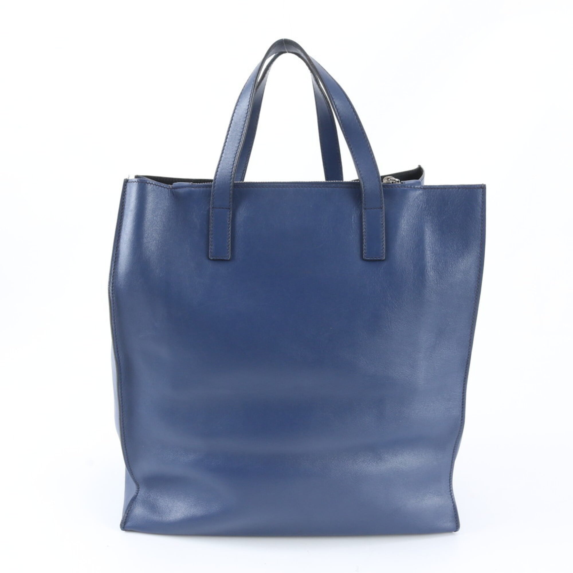Prada Blue Leather Handbag Tote Bag (Pre-Owned)