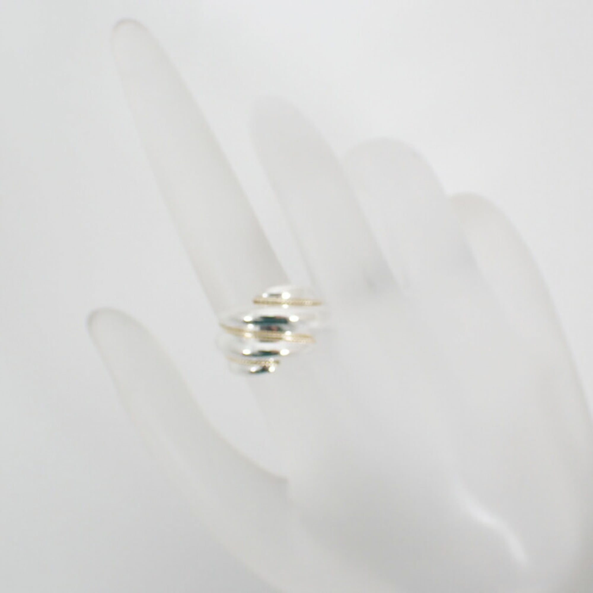 Tiffany Silver Yellow Gold Yellow Gold (18K) Sterling Silver 925 Band Ring (Pre-Owned)