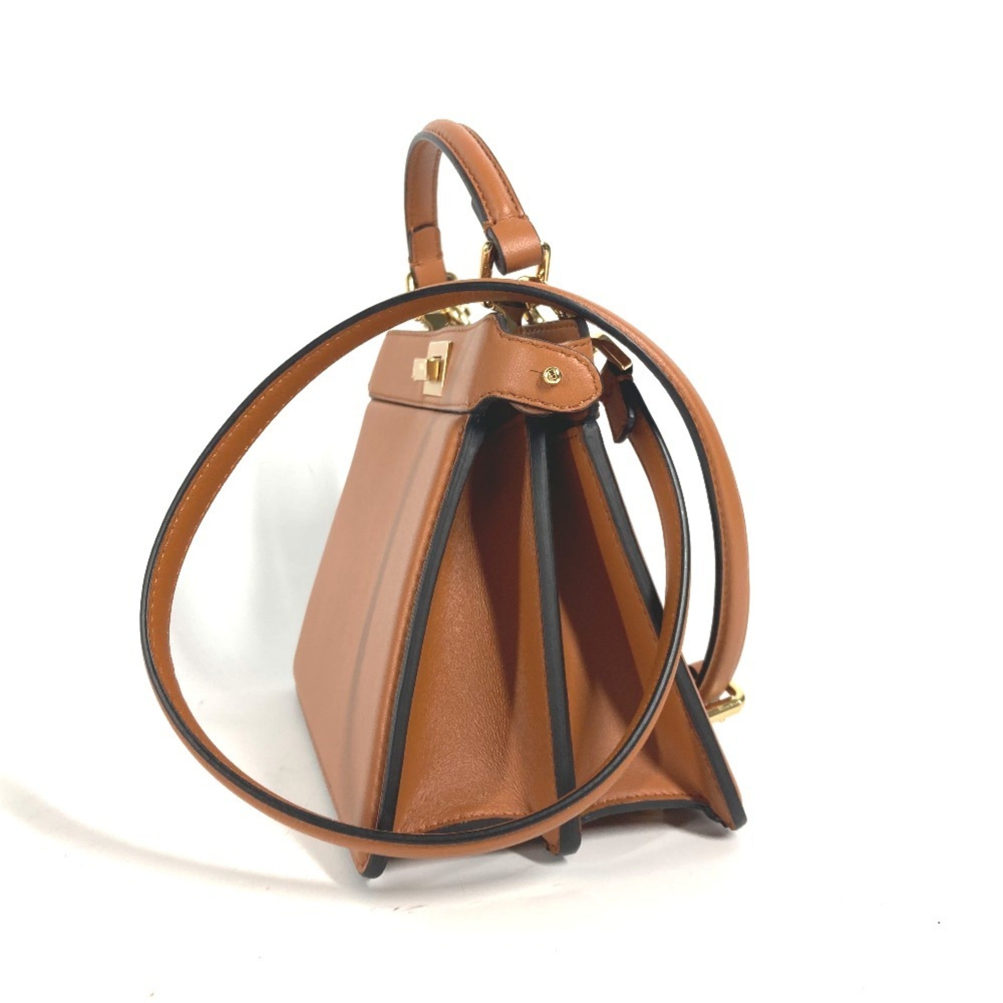 Fendi Peekaboo Brown Leather Handbag Shoulder Bag
