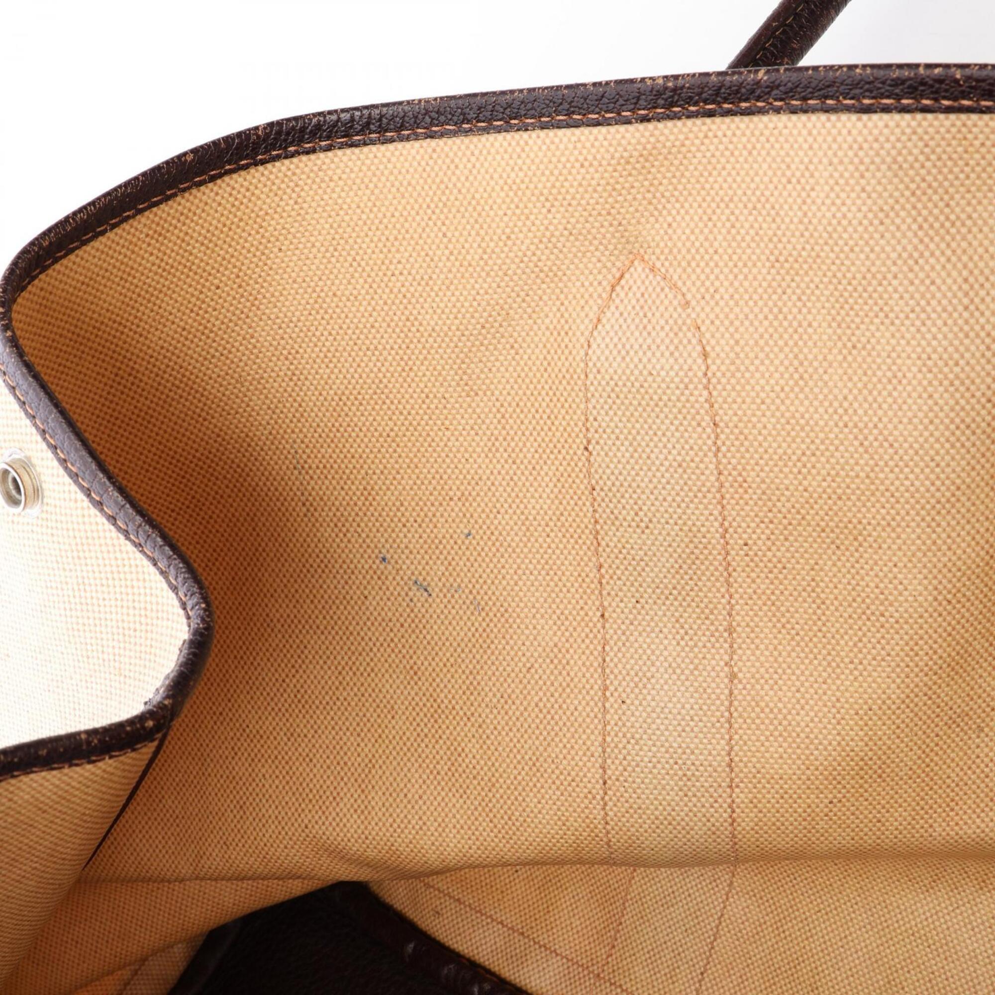 Hermes Beige Brown Toile H Buffalo Leather Handbag Tote Bag (Pre-Owned)