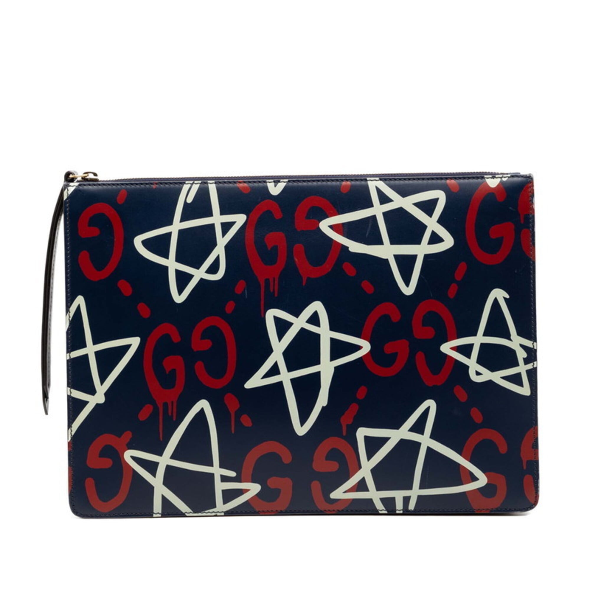 Gucci Multi-Color Navy Leather Clutch Bag (Pre-Owned)