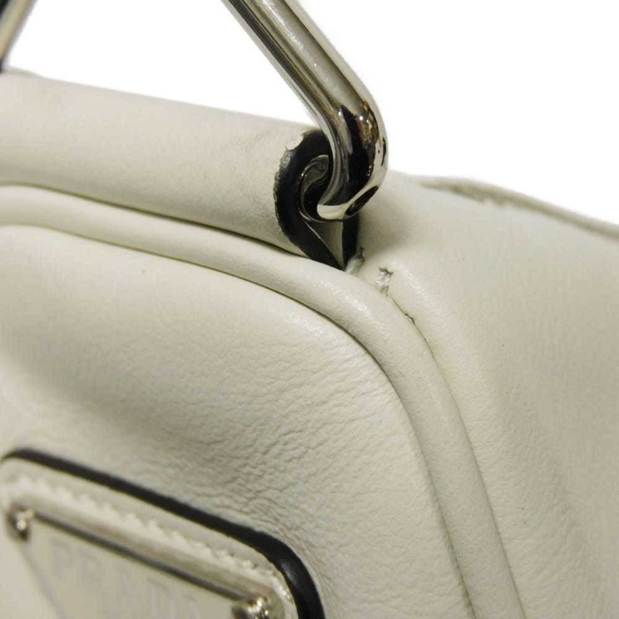 Prada Bianco White Leather Pouch Shoulder Bag (Pre-Owned)