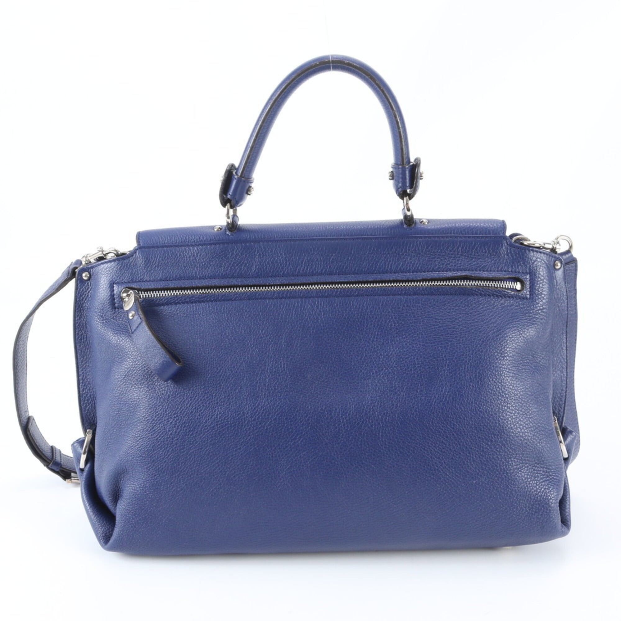 Salvatore Ferragamo Gancini Blue Leather Handbag Shoulder Bag (Pre-Owned)