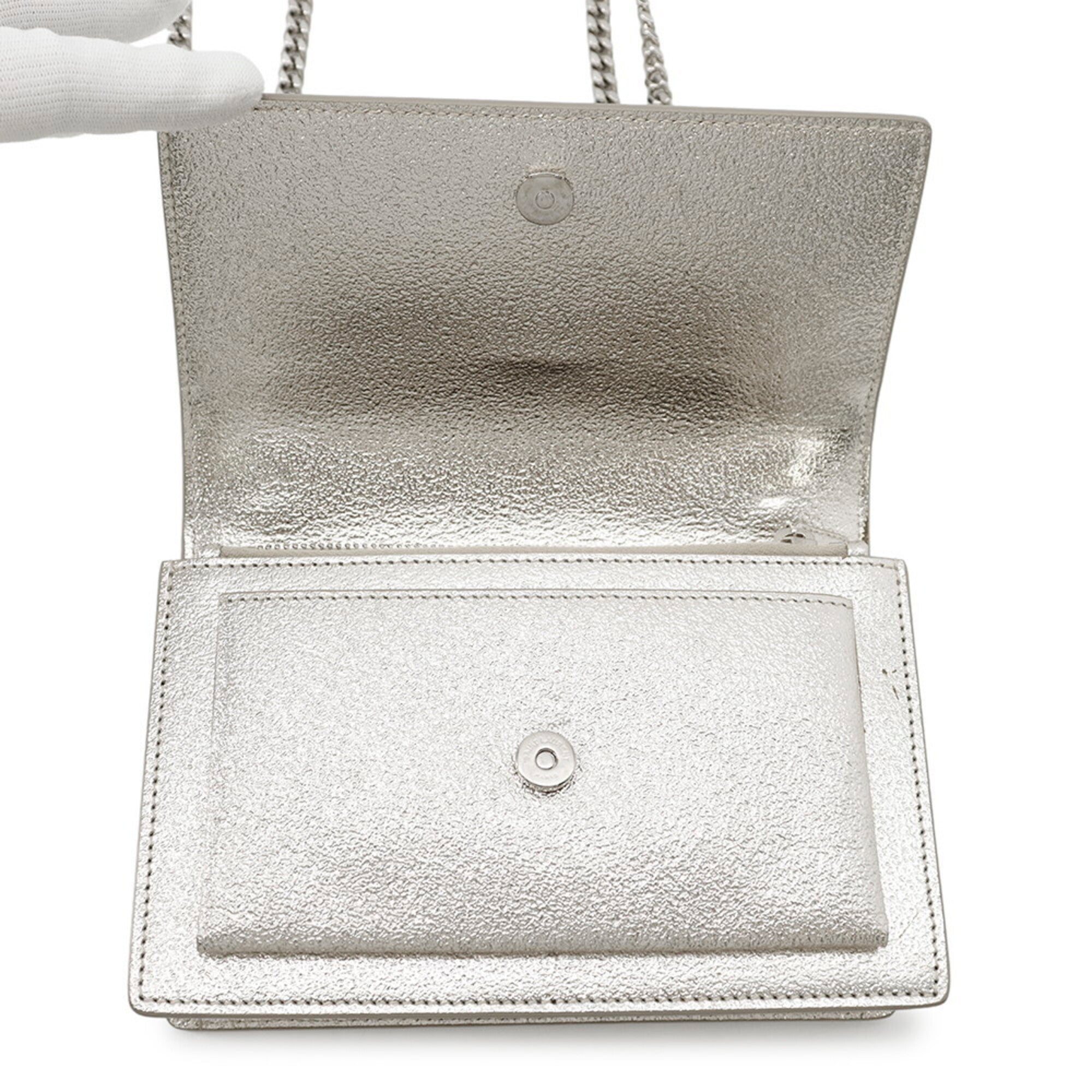 Yves Saint Laurent Champagne Gold Leather Chain/Shoulder Wallet (Pre-Owned)