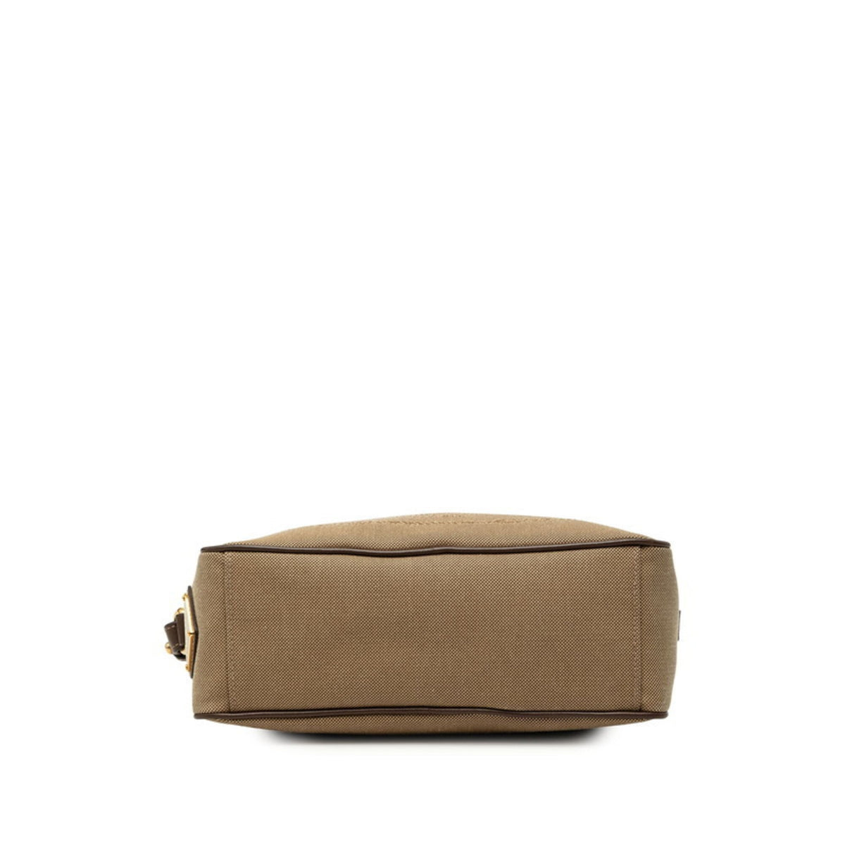 Prada Beige Brown Canvas Leather Shoulder Bag (Pre-Owned)