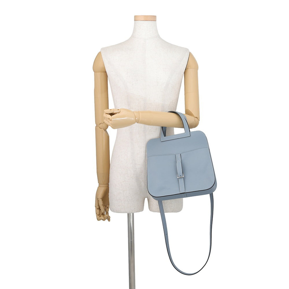 Hermes Blue Blue Lin Leather Handbag (Pre-Owned)