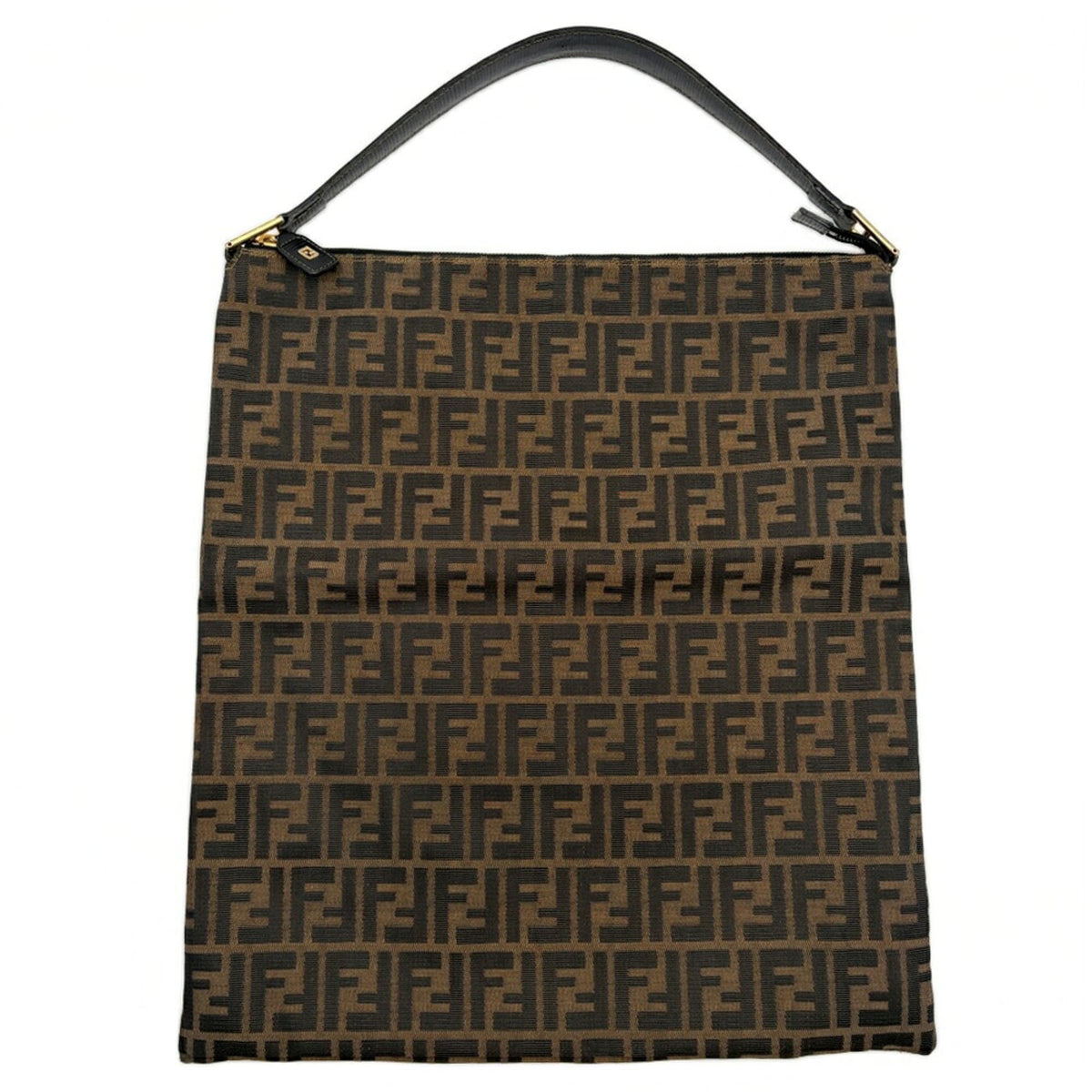 Fendi Zucca Black Brown Canvas Leather Shoulder Bag (Pre-Owned)