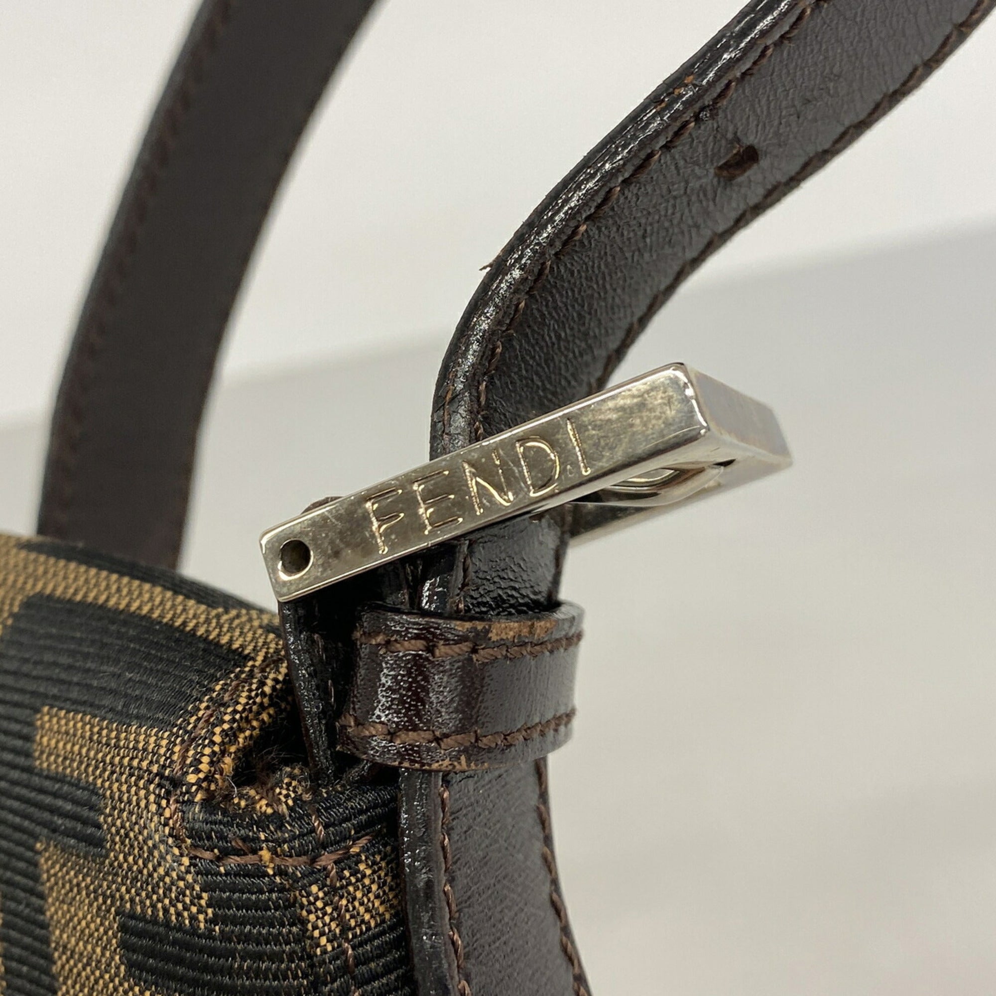 Fendi Brown Nylon Canvas Handbag (Pre-Owned)