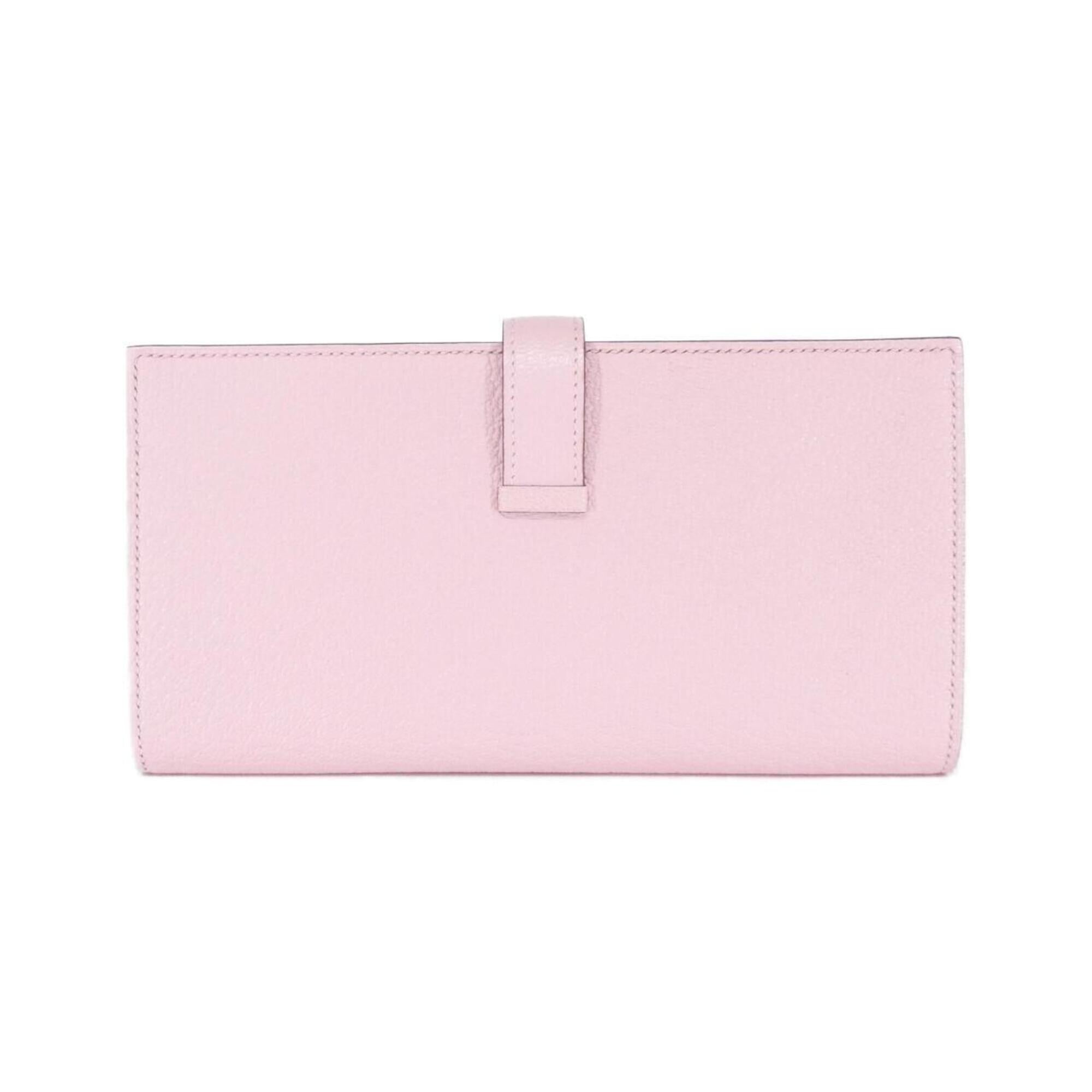 Hermes Rose Sakura Chevre Leather Long Wallet (Bi-Fold) (Pre-Owned)