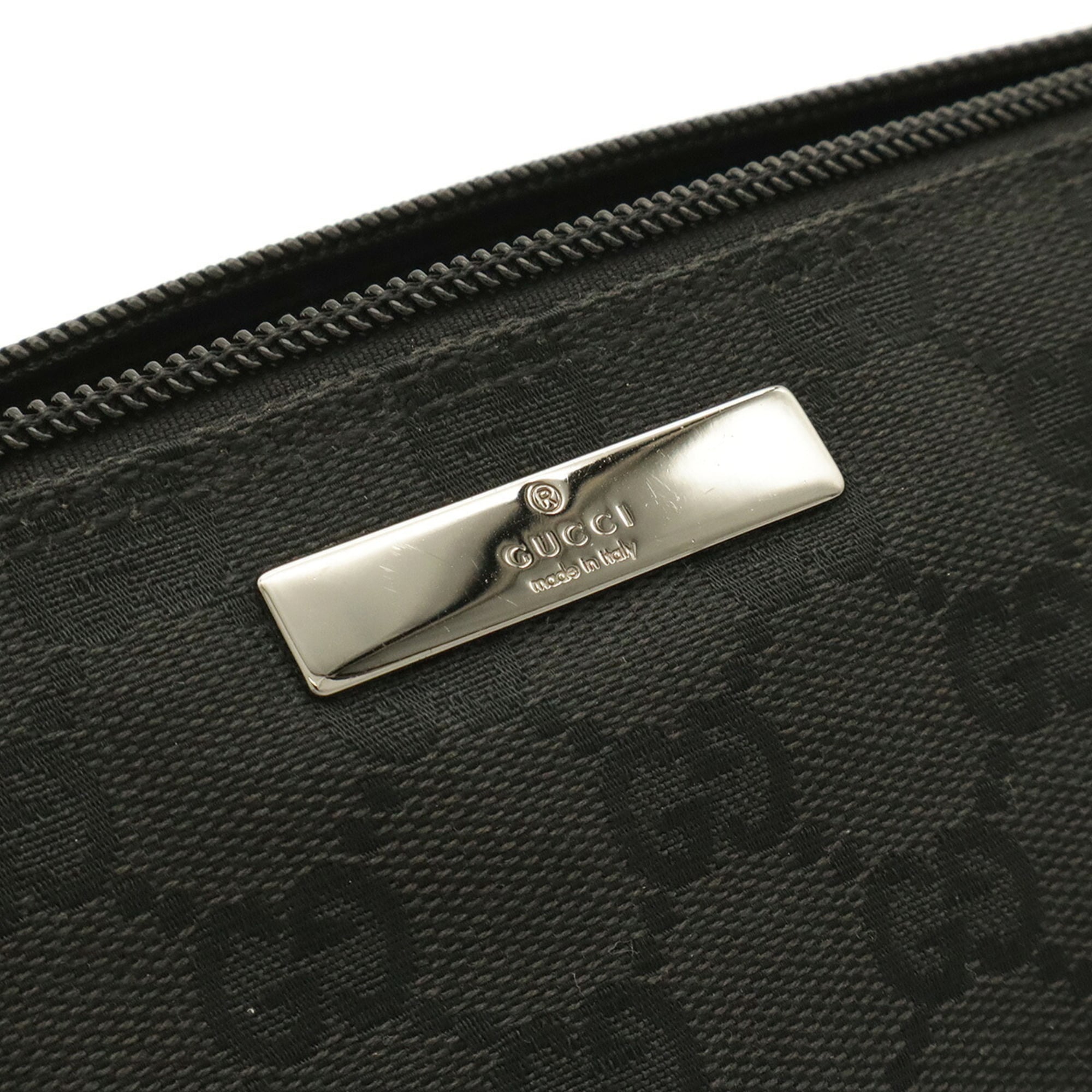 Gucci Black Canvas Leather Handbag Pouch (Pre-Owned)