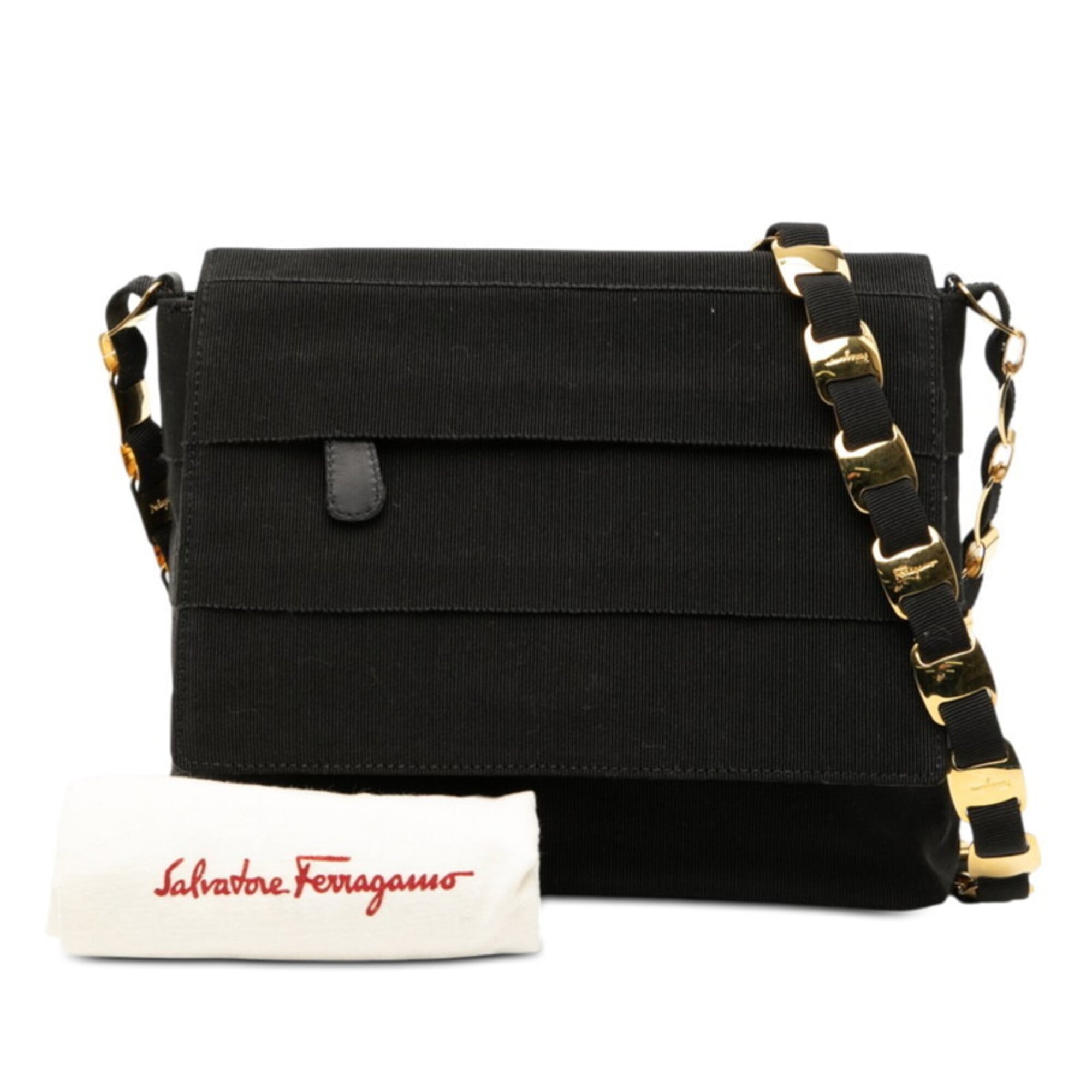 Salvatore Ferragamo Black Canvas Shoulder Bag (Pre-Owned)