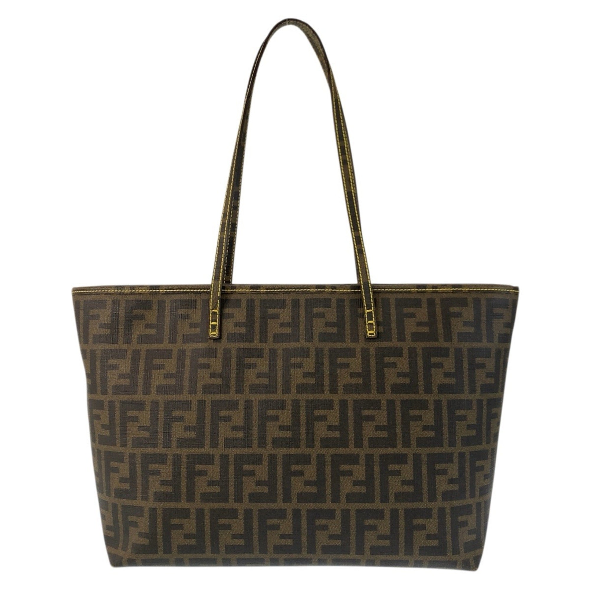 Fendi Zucca Brown Yellow Pvc Shoulder Bag Tote Bag (Pre-Owned)