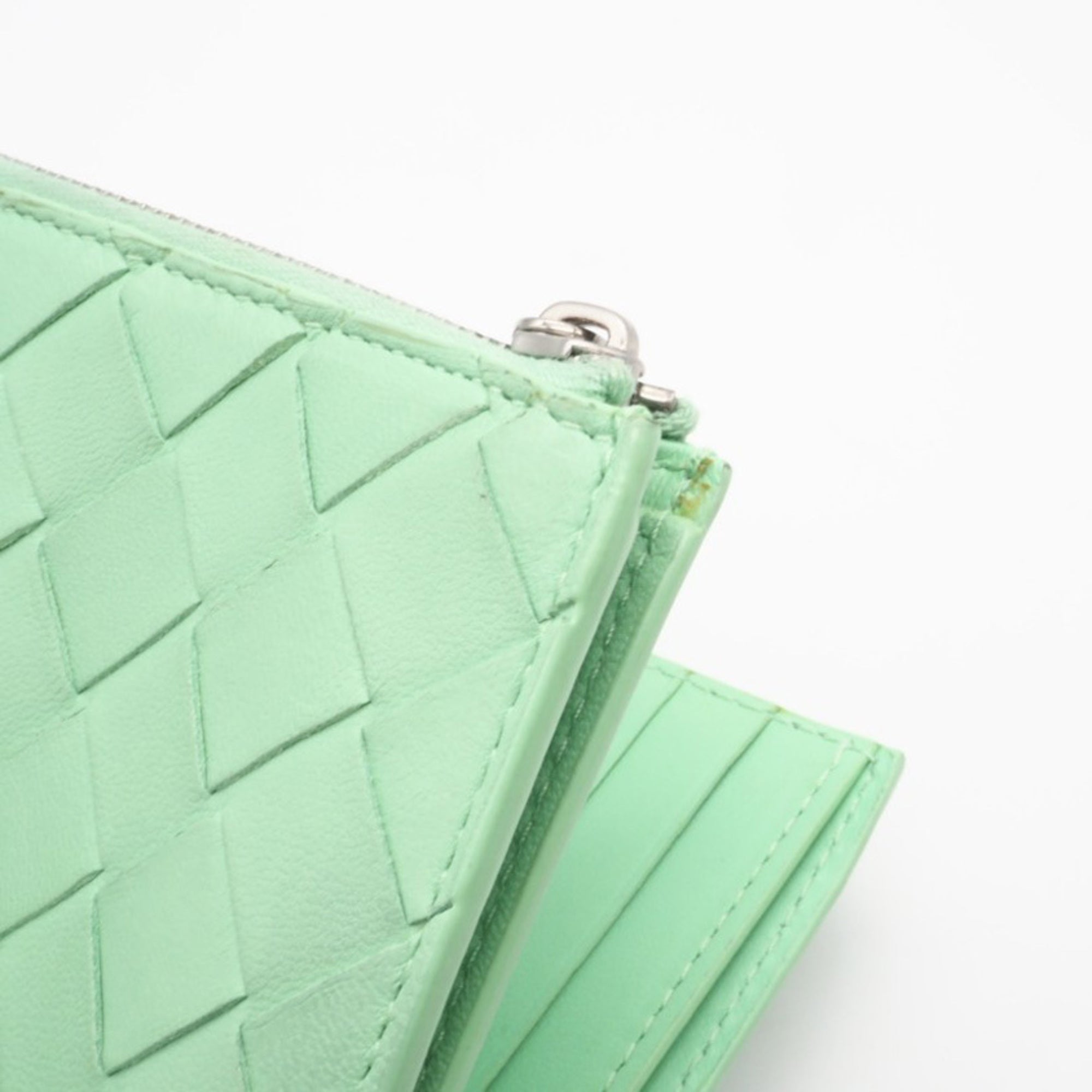 Bottega Veneta Intrecciato Green Intrecciato Wallet (Bi-Fold) (Pre-Owned)