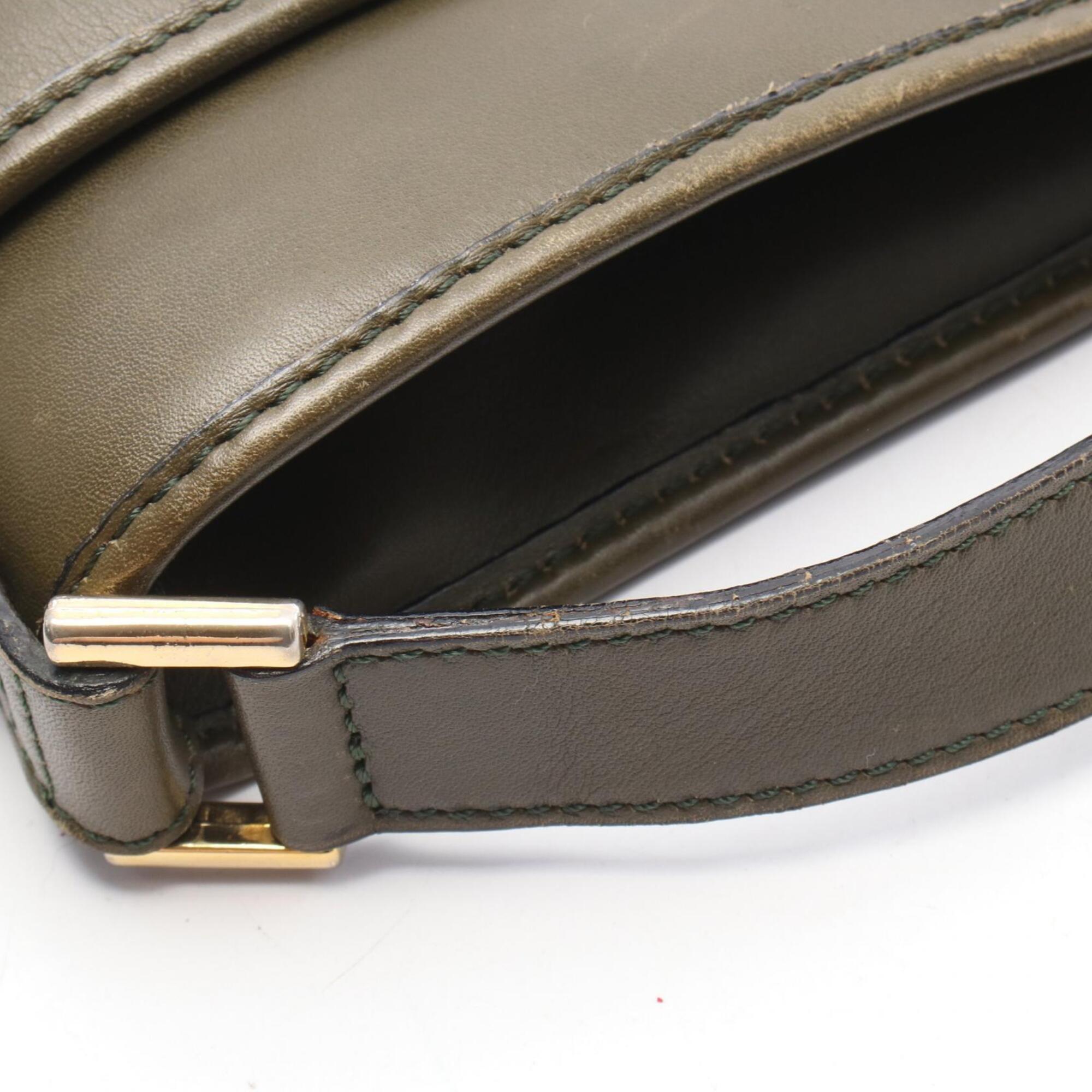 Celine Khaki Leather Handbag Shoulder Bag (Pre-Owned)