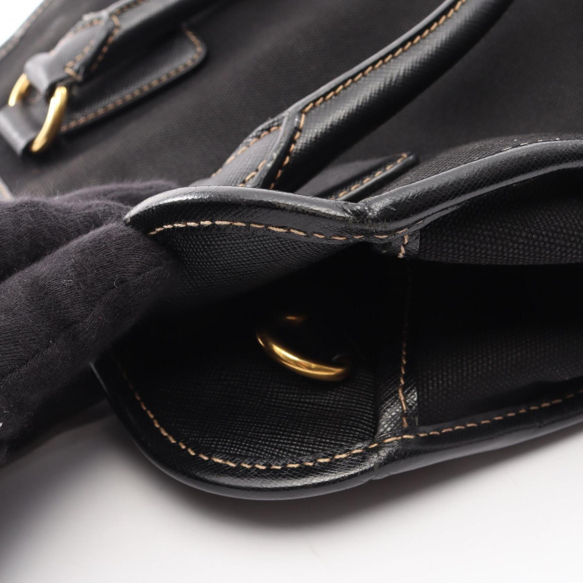 Prada Black Canvas Leather Handbag (Pre-Owned)