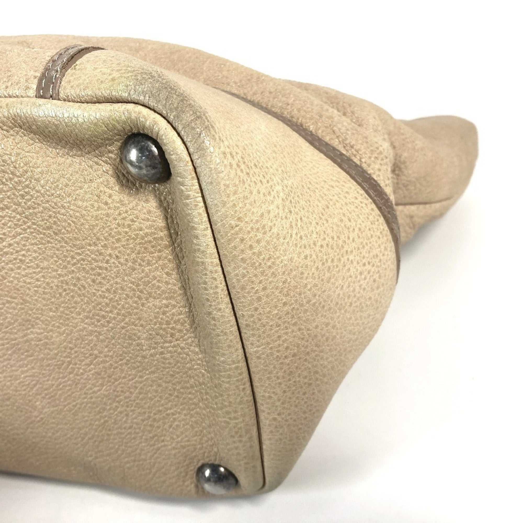 Chanel Beige Leather Shoulder Bag Tote Bag (Pre-Owned)