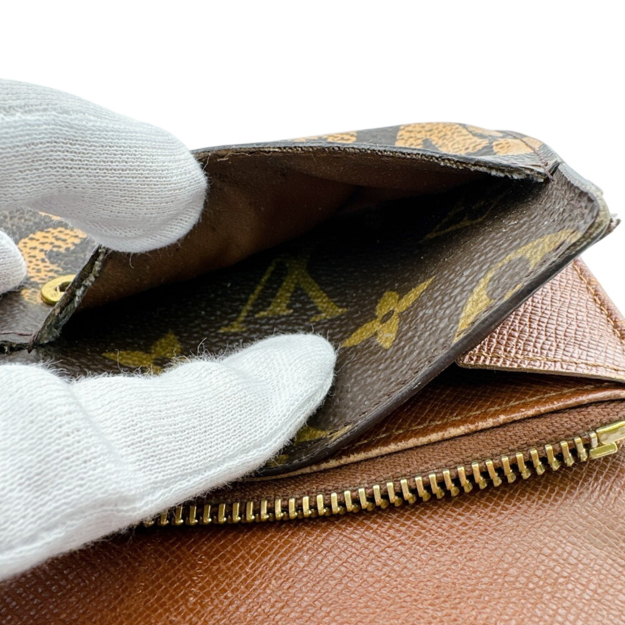 Louis Vuitton Brown Leather Long Wallet (Tri-Fold) (Pre-Owned)