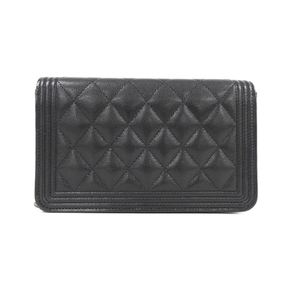 Chanel Black Grained Calfskin Chain/Shoulder Wallet (Pre-Owned)