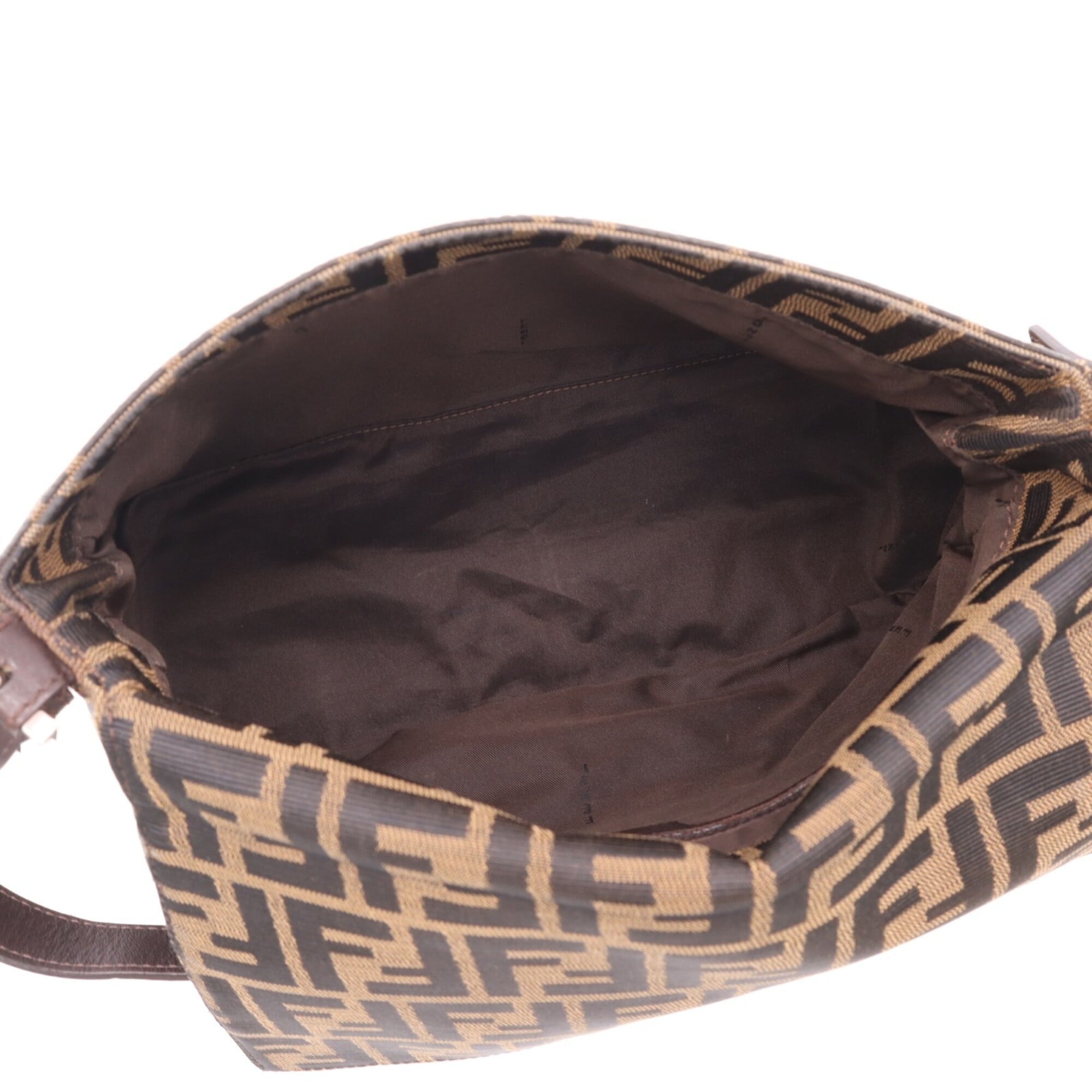Fendi Zucca Beige Brown Zucca Leather Shoulder Bag (Pre-Owned)