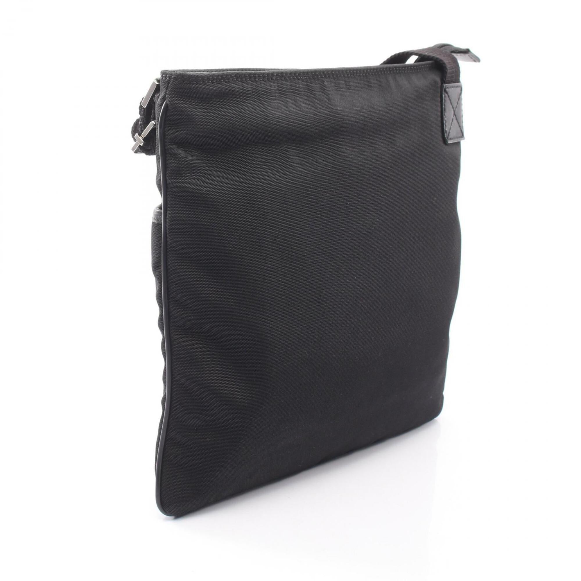Gucci Black Leather Nylon Canvas Handbag Shoulder Bag (Pre-Owned)