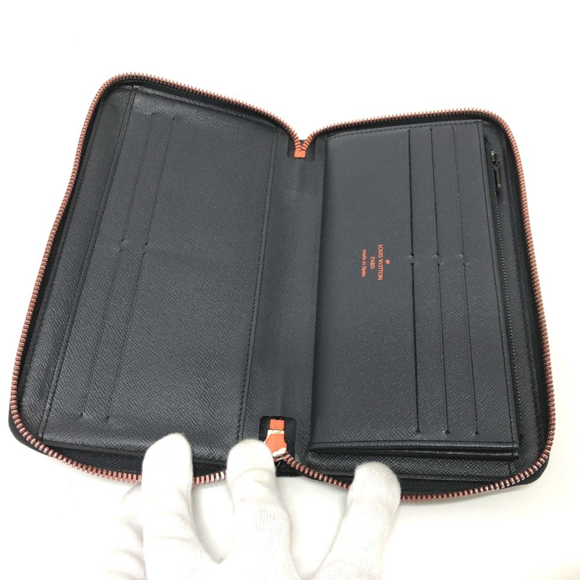 Louis Vuitton Black Navy Red Color Canvas Long Wallet (Bi-Fold) (Pre-Owned)