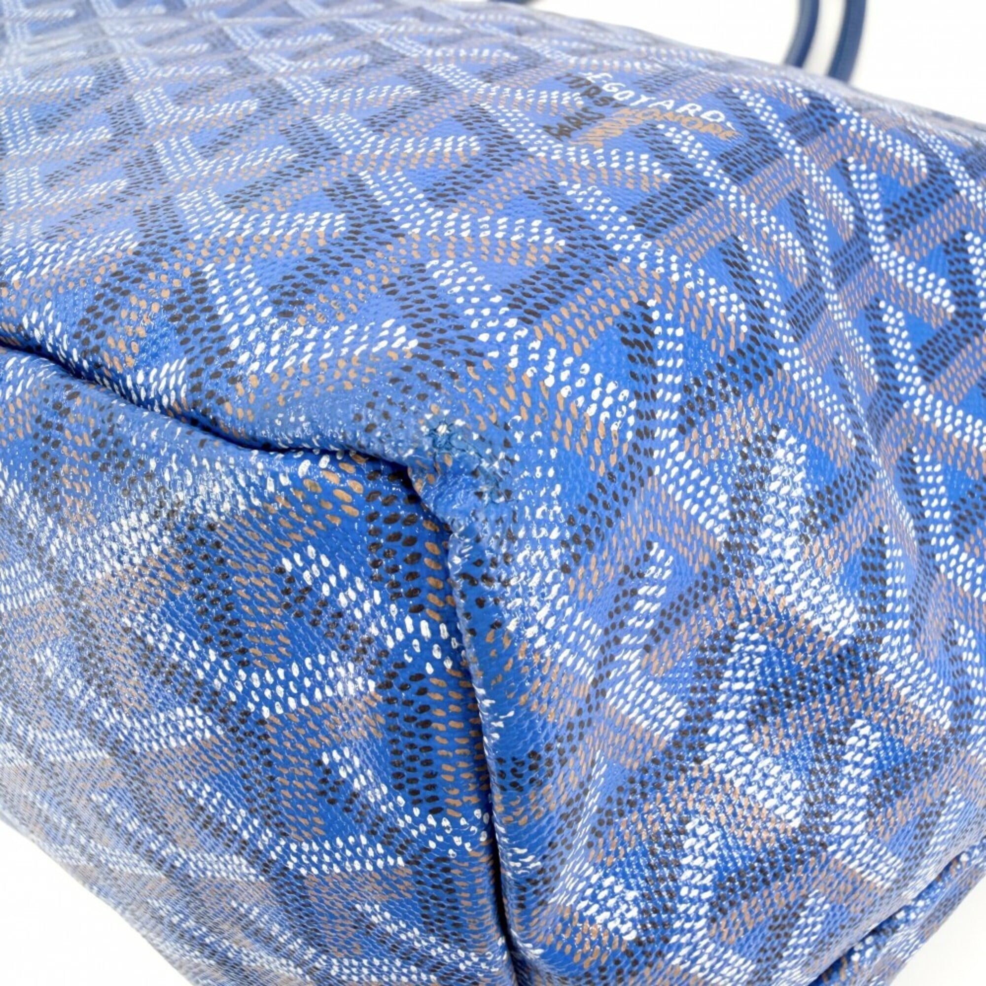 Goyard Blue Coated Canvas Leather Handbag Pouch Tote Bag (Pre-Owned)