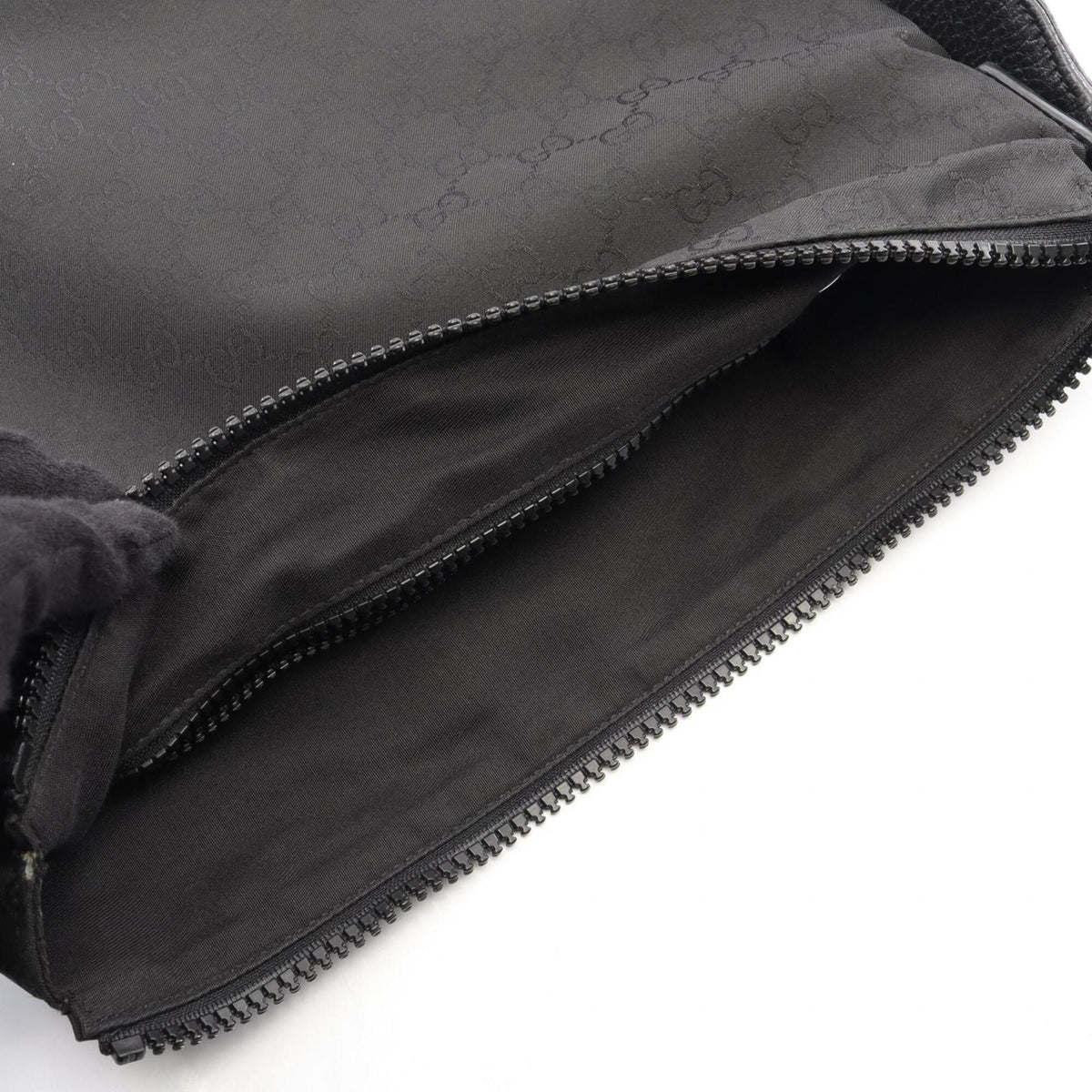 Gucci Black Leather Nylon Canvas Handbag Shoulder Bag (Pre-Owned)