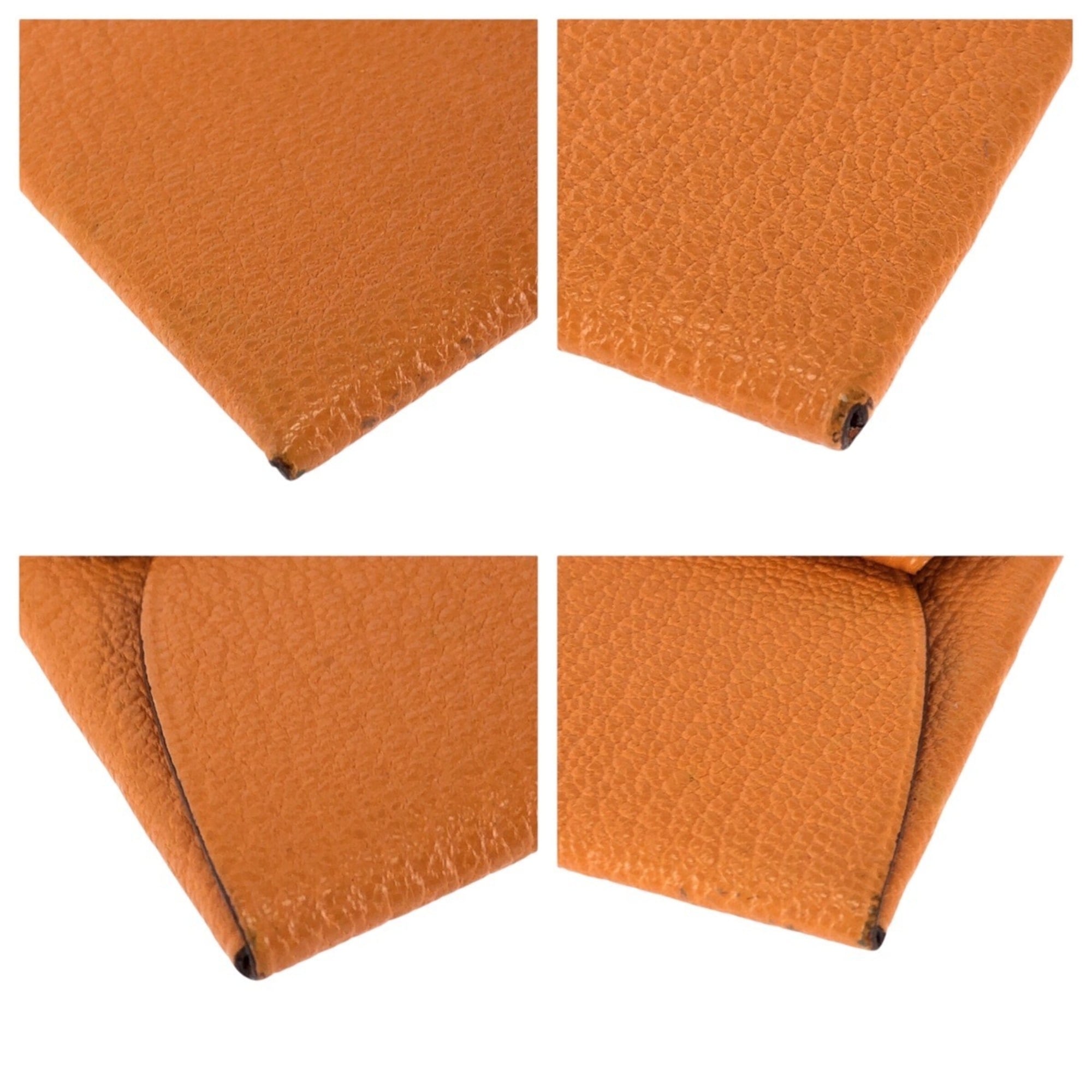 Hermes Feu Orange Chevre Leather Coin Purse/Coin Case (Pre-Owned)