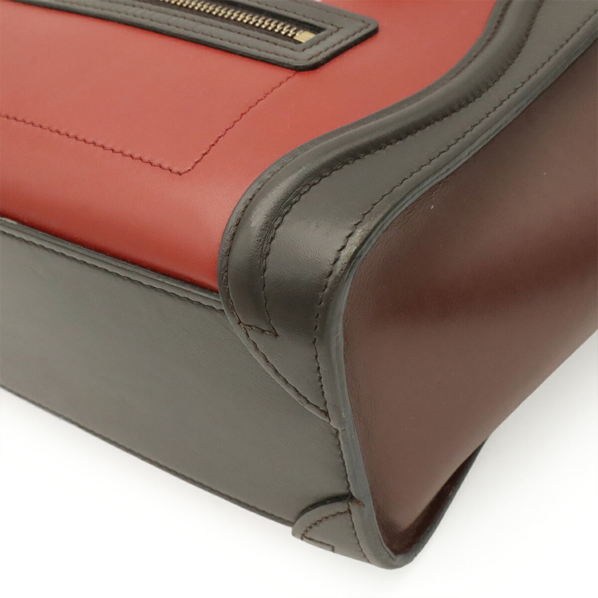Celine Bordeaux Brown Dark Brown Red Color Leather Handbag (Pre-Owned)