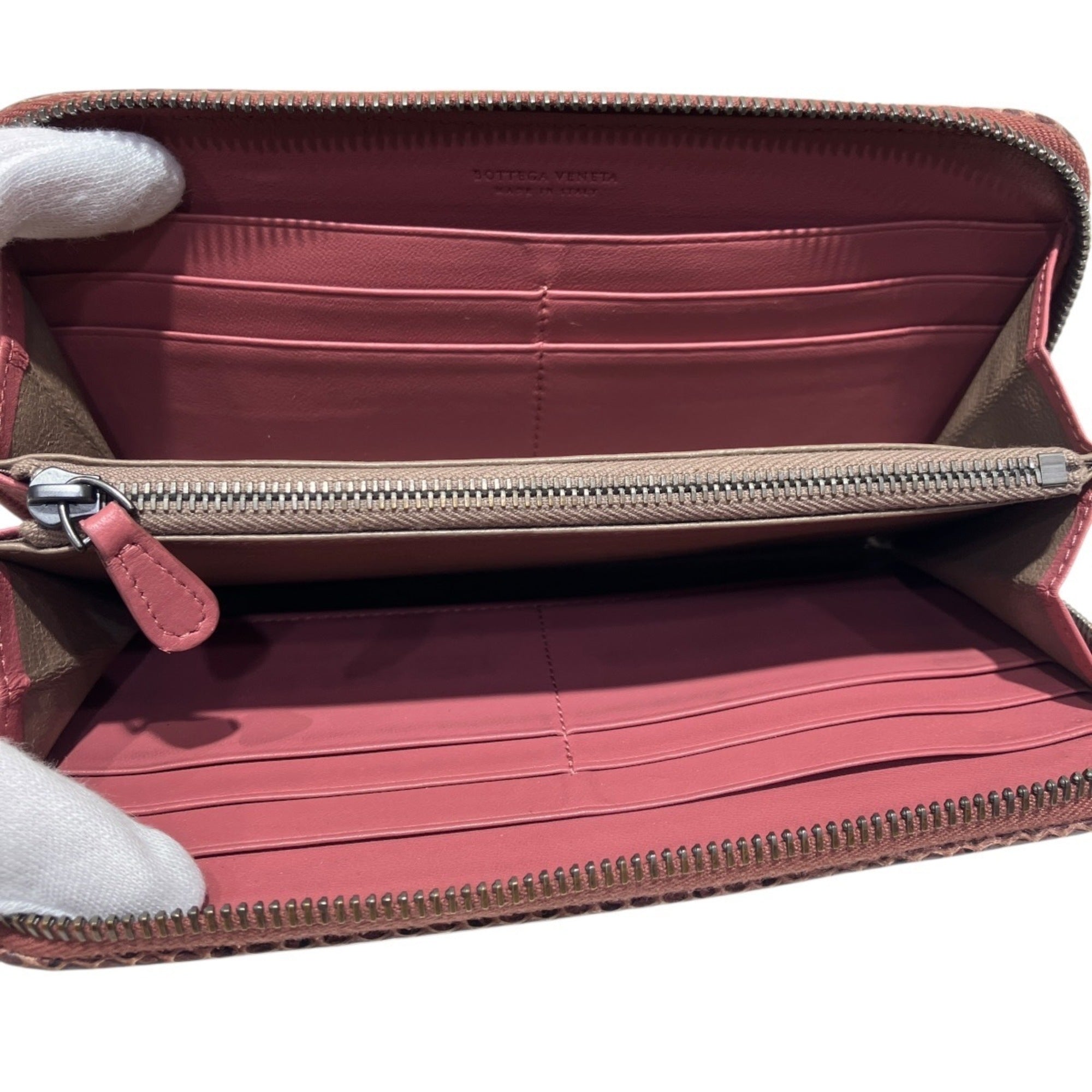 Bottega Veneta Pink Leather Long Wallet (Bi-Fold) (Pre-Owned)